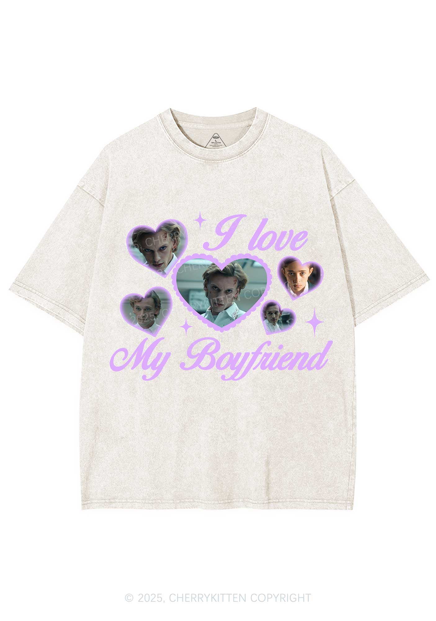 Love My Boyfriend Number One Y2K Shirts Washed Tee Cherrykitten - Image 4