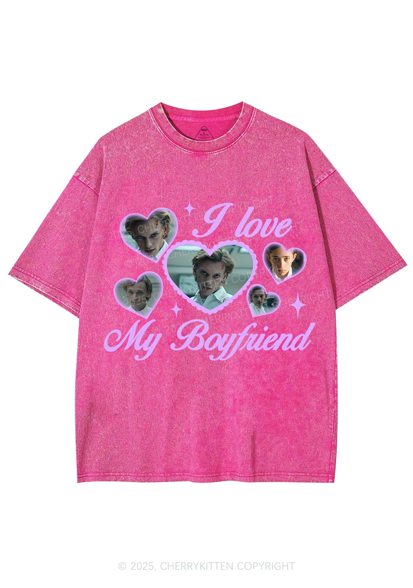 Love My Boyfriend Number One Y2K Shirts Washed Tee Cherrykitten - Image 5