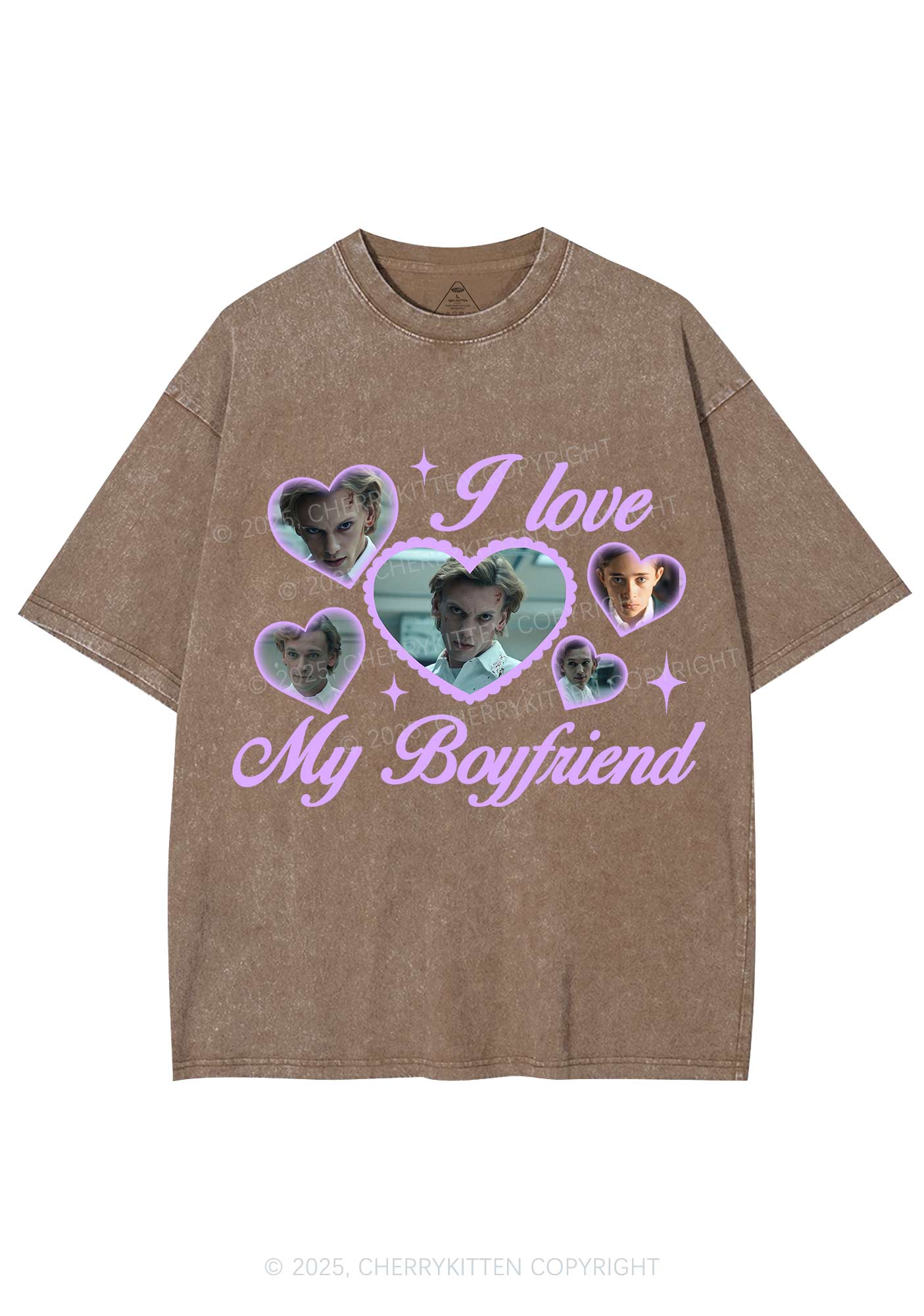 Love My Boyfriend Number One Y2K Shirts Washed Tee Cherrykitten - Image 6