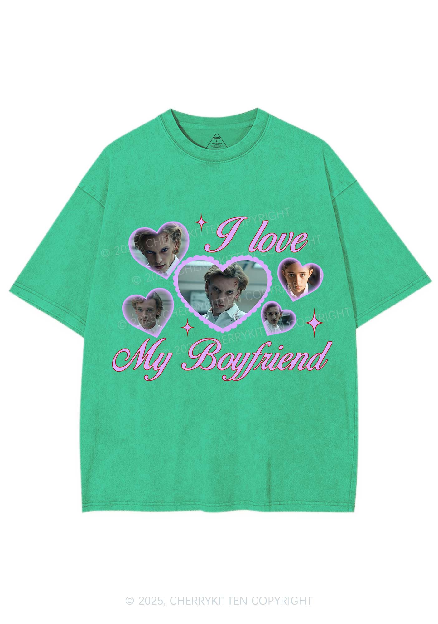 Love My Boyfriend Number One Y2K Shirts Washed Tee Cherrykitten - Image 7