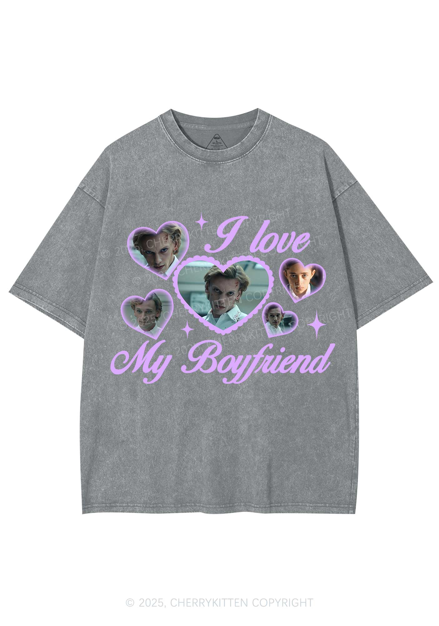 Love My Boyfriend Number One Y2K Shirts Washed Tee Cherrykitten - Image 8