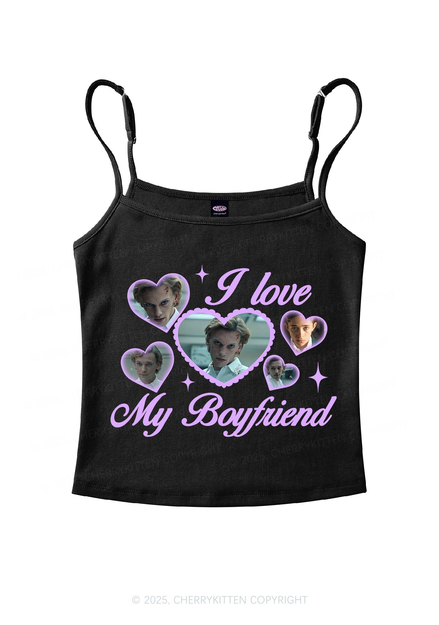 Love My Boyfriend Number One Y2K Spaghetti Strap Cami Cherrykitten - Image 3