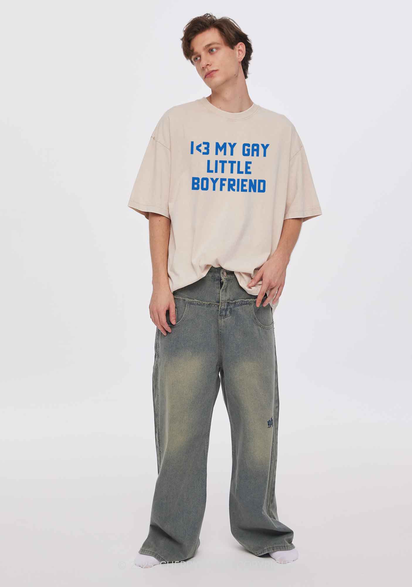 Love My Gay BF Pride Y2K Shirts Washed Tee Cherrykitten - Image 2