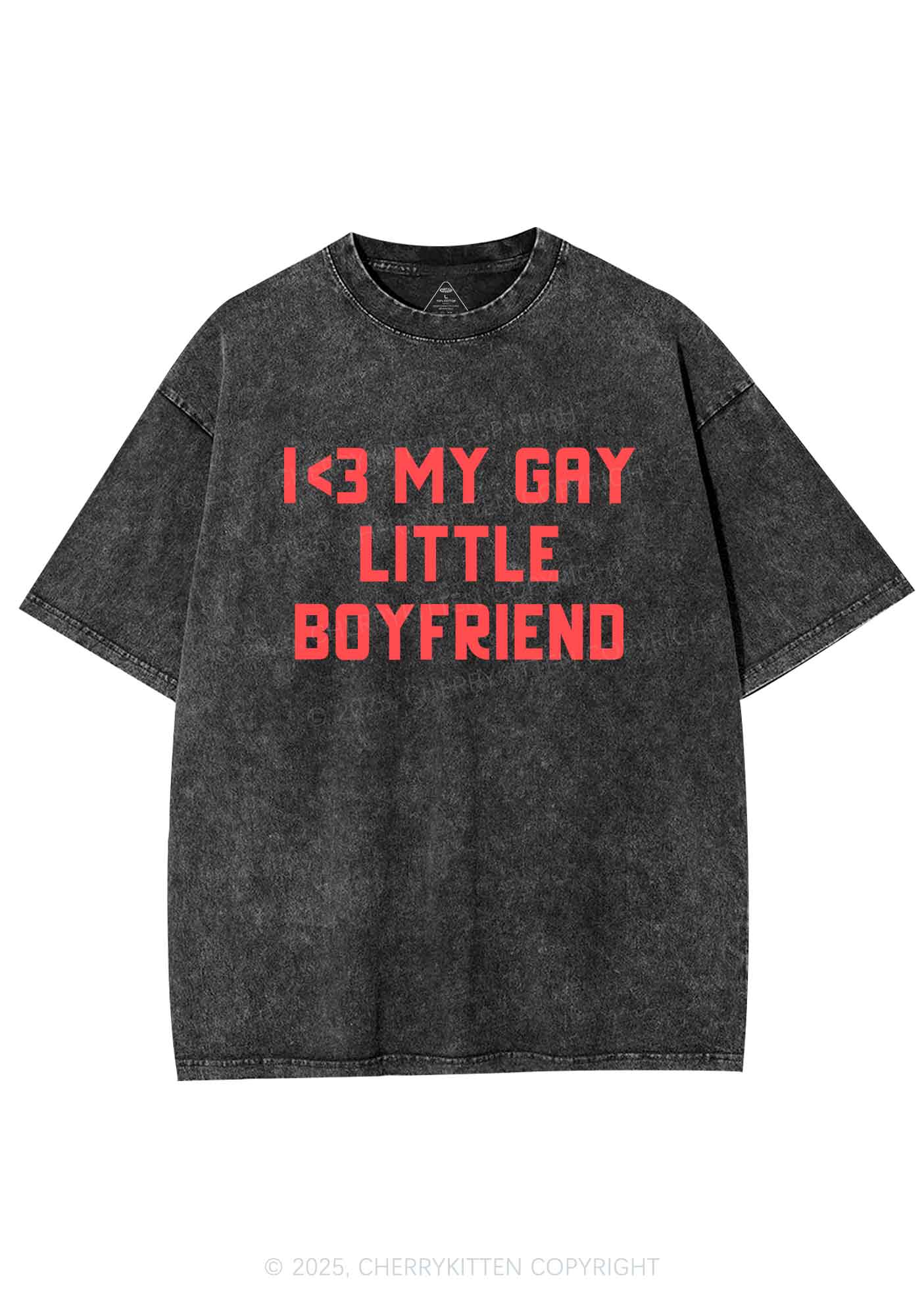 Love My Gay BF Pride Y2K Shirts Washed Tee Cherrykitten - Image 3