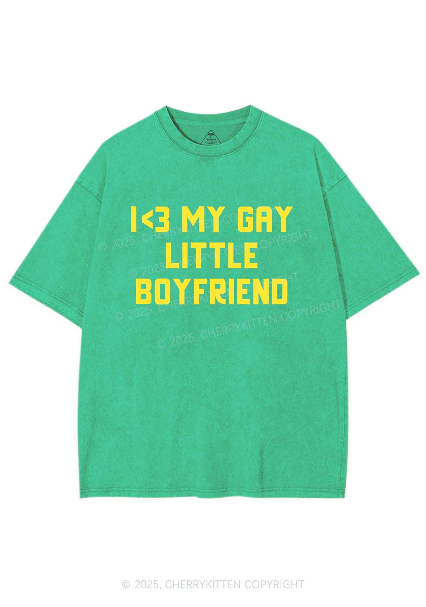 Love My Gay BF Pride Y2K Shirts Washed Tee Cherrykitten - Image 7