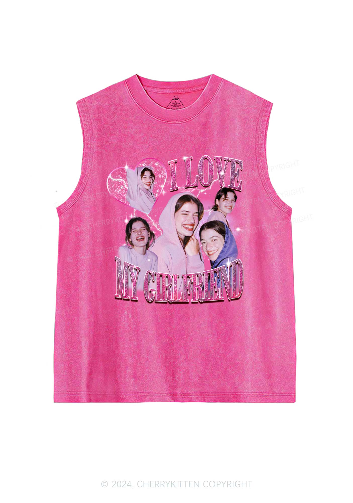 Love My GF BF Custom Y2K Valentine's Day Washed Tank Cherrykitten - Image 4