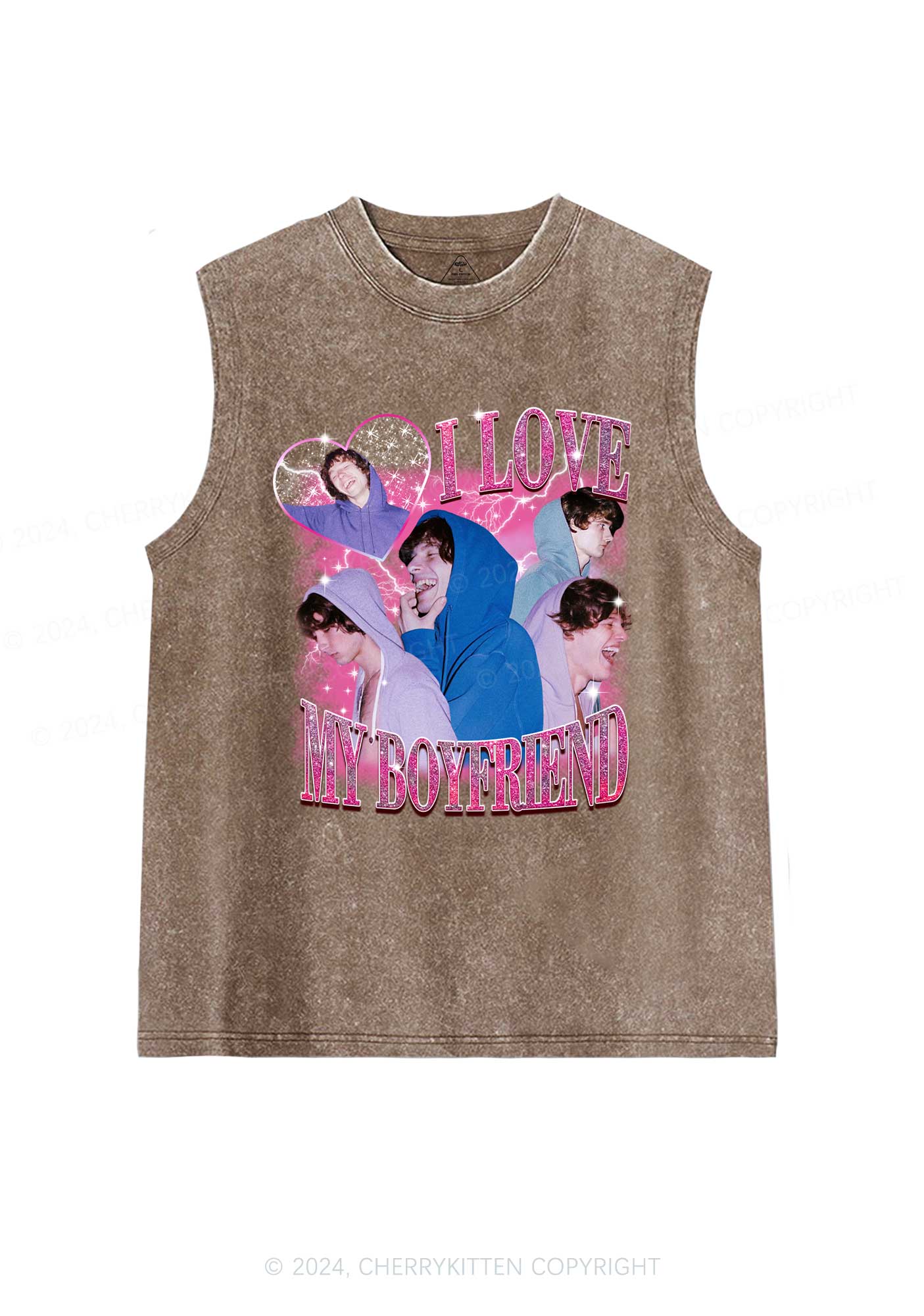 Love My GF BF Custom Y2K Valentine's Day Washed Tank Cherrykitten - Image 6