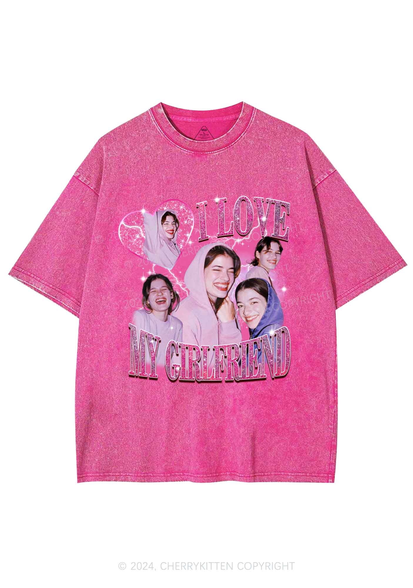 Love My GF BF Custom Y2K Valentine's Day Washed Tee Cherrykitten - Image 4