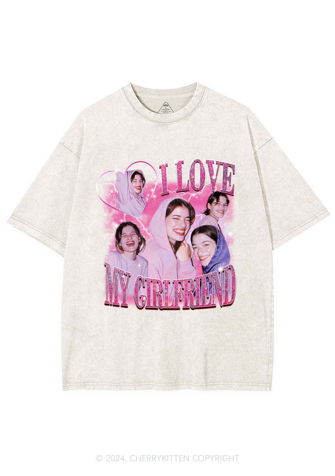 Love My GF BF Custom Y2K Valentine's Day Washed Tee Cherrykitten - Image 6
