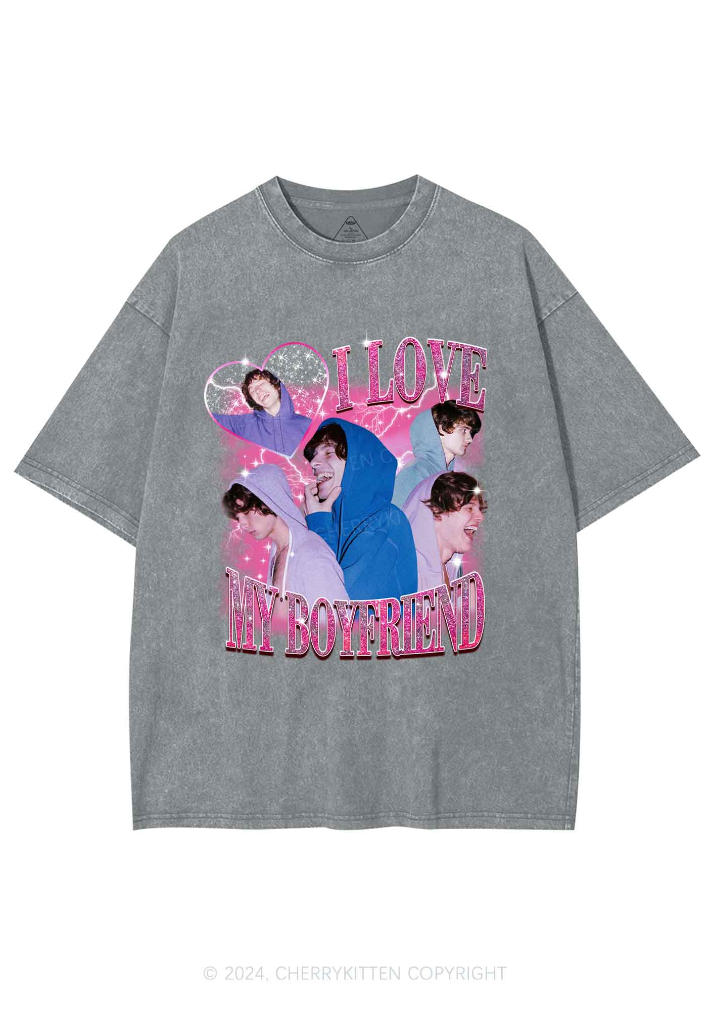 Love My GF BF Custom Y2K Valentine's Day Washed Tee Cherrykitten - Image 7