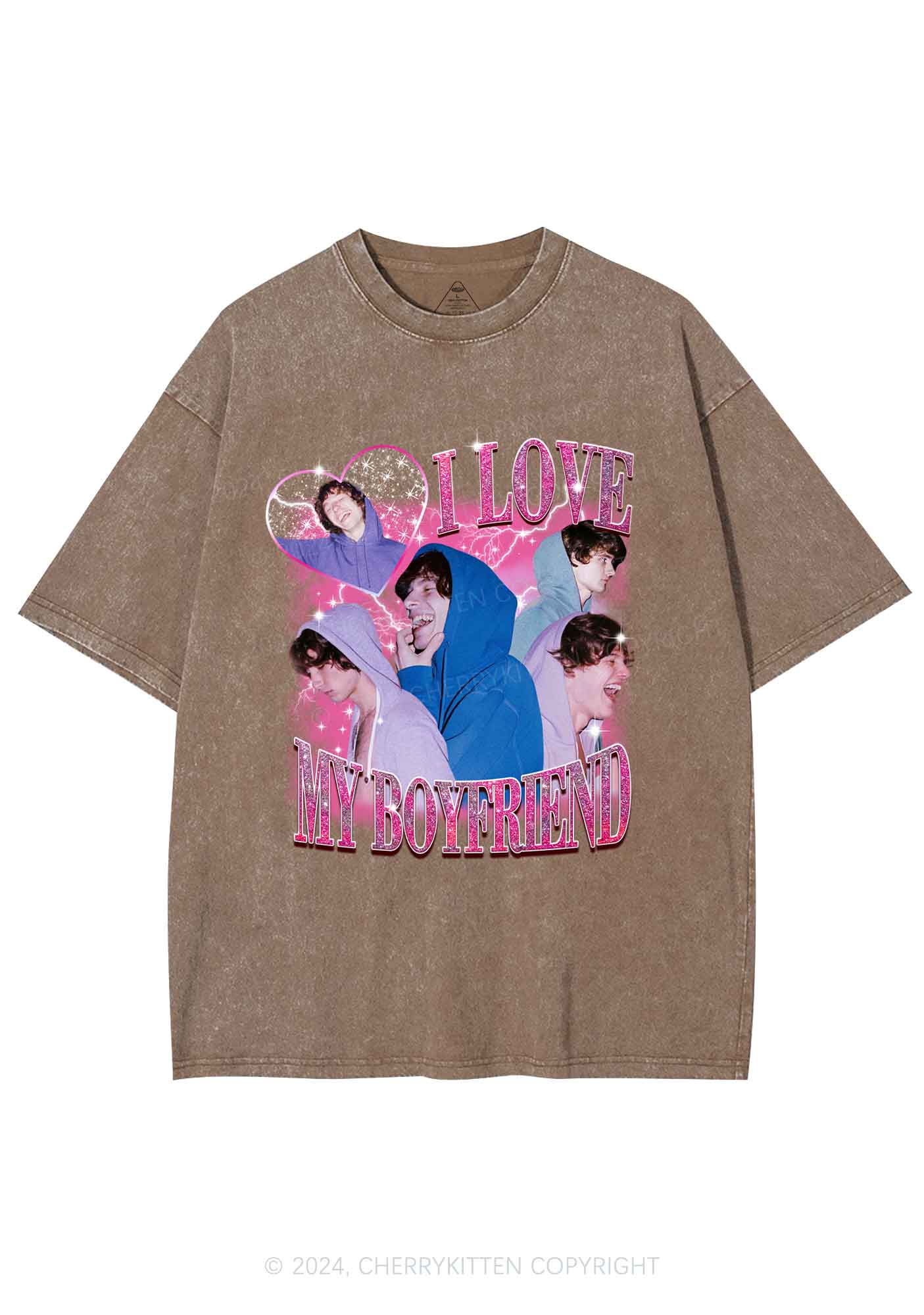 Love My GF BF Custom Y2K Valentine's Day Washed Tee Cherrykitten - Image 8