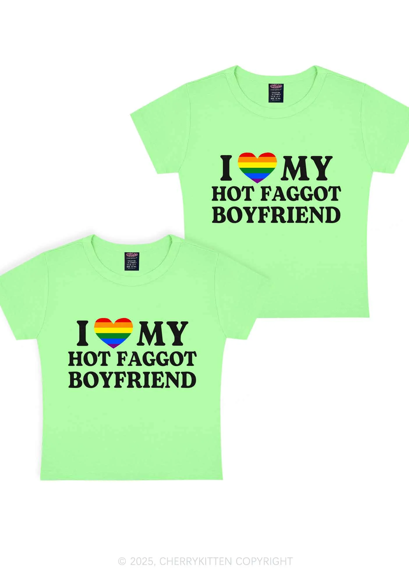 Love My Hot Faggot BF Y2K Valentine's Day Baby Tee Cherrykitten - Image 10