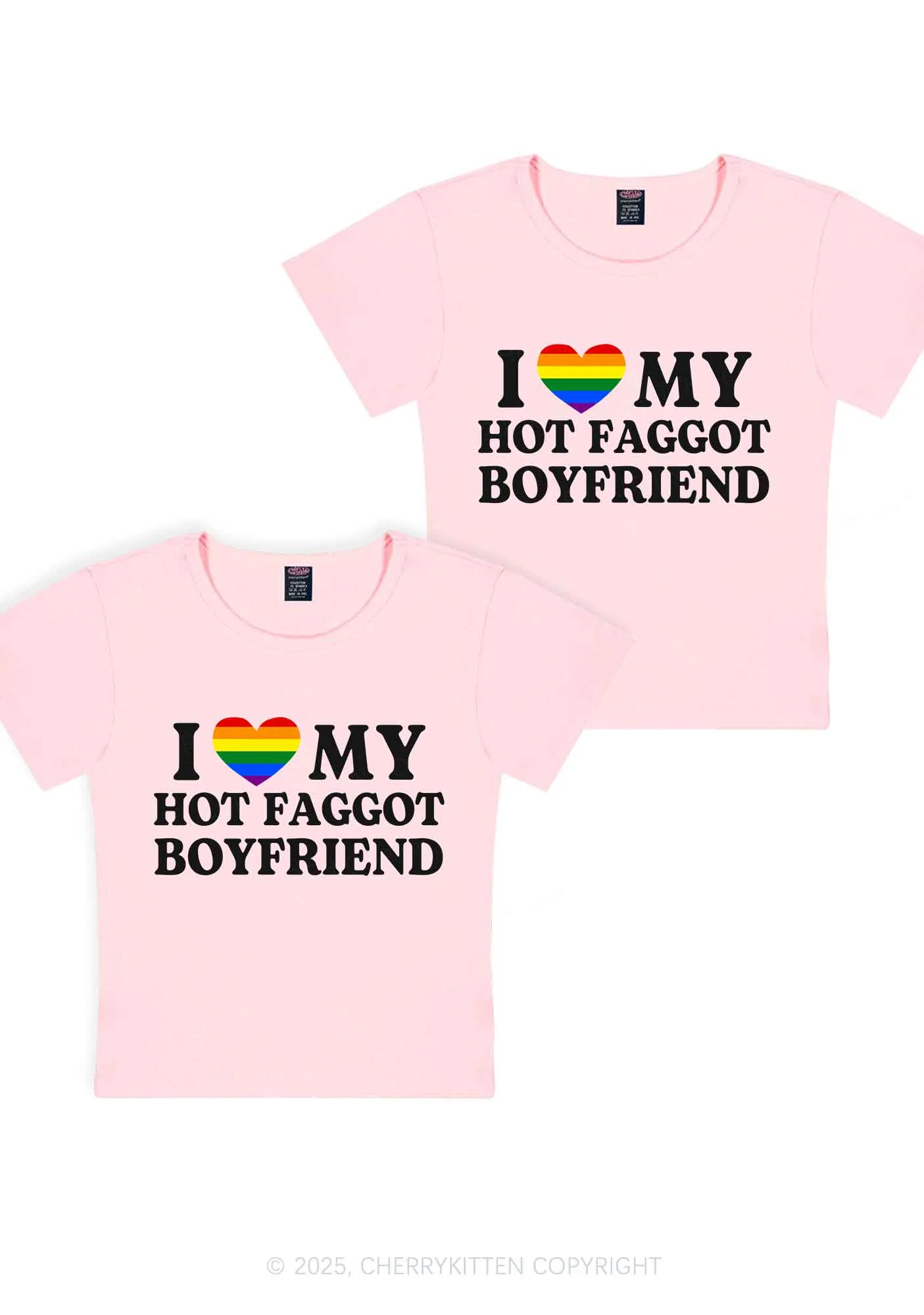 Love My Hot Faggot BF Y2K Valentine's Day Baby Tee Cherrykitten - Image 11
