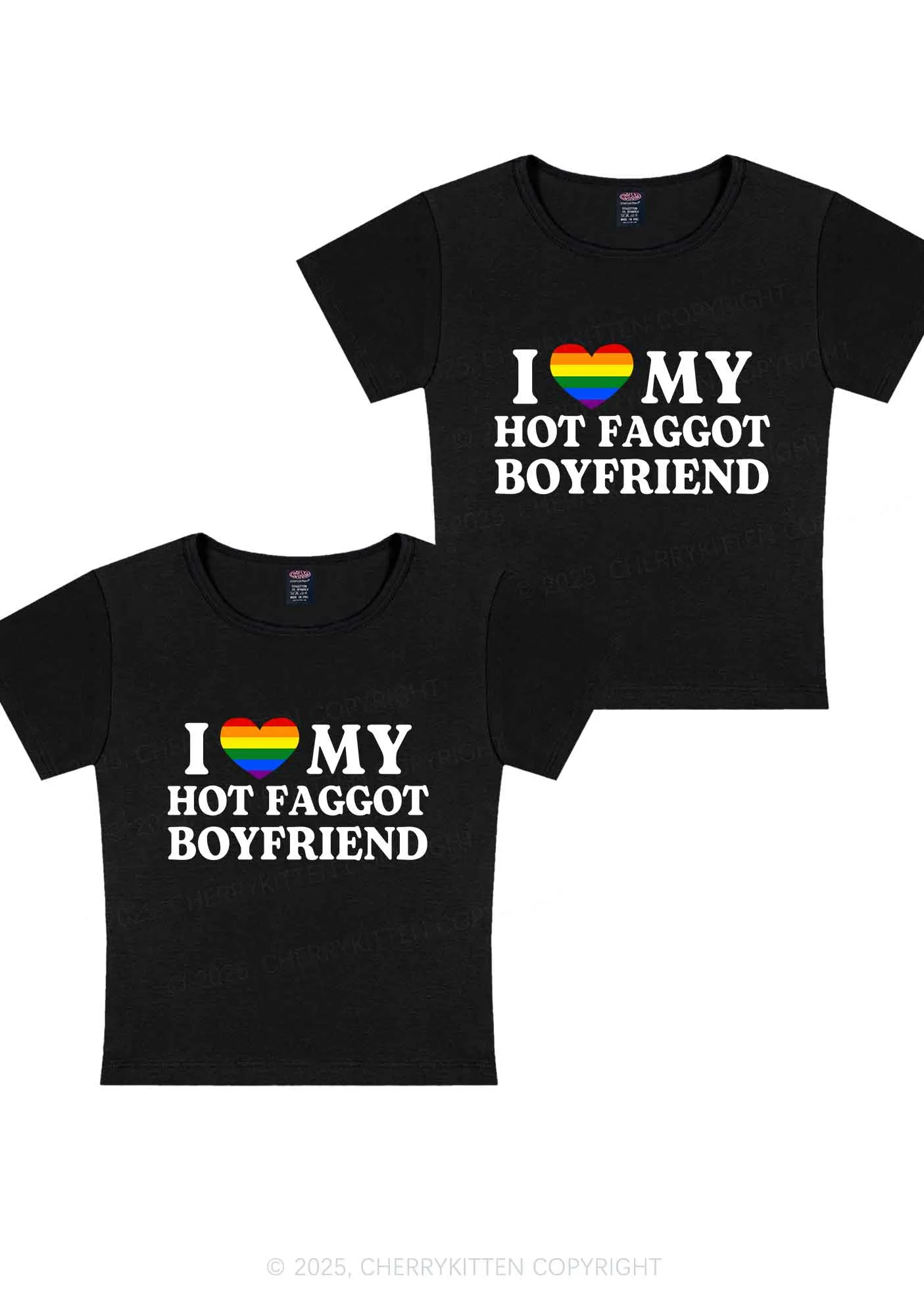 Love My Hot Faggot BF Y2K Valentine's Day Baby Tee Cherrykitten - Image 3