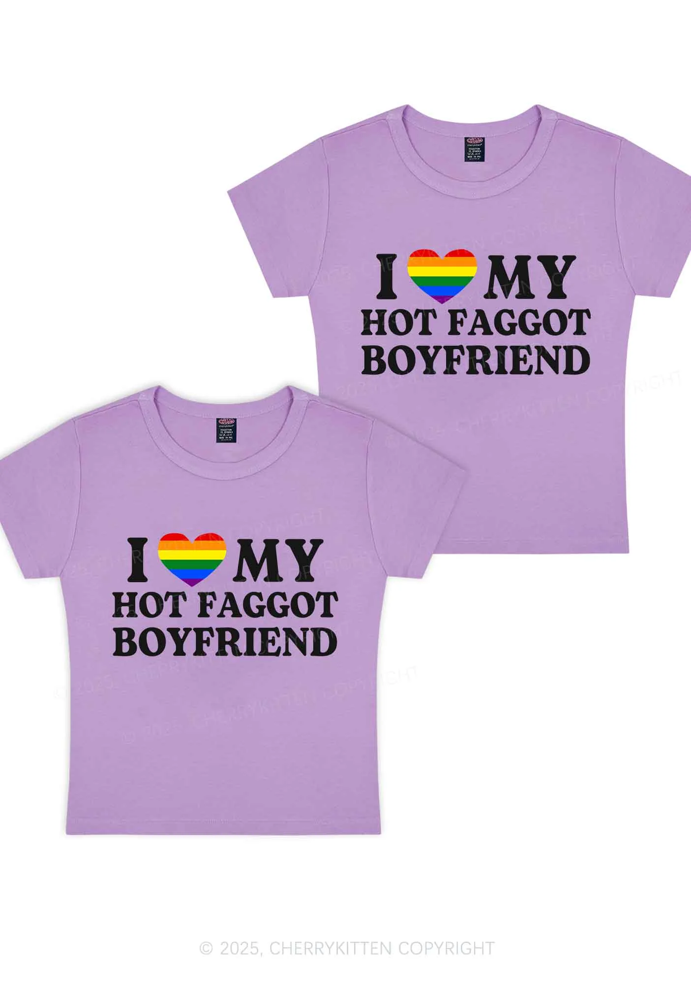 Love My Hot Faggot BF Y2K Valentine's Day Baby Tee Cherrykitten - Image 4