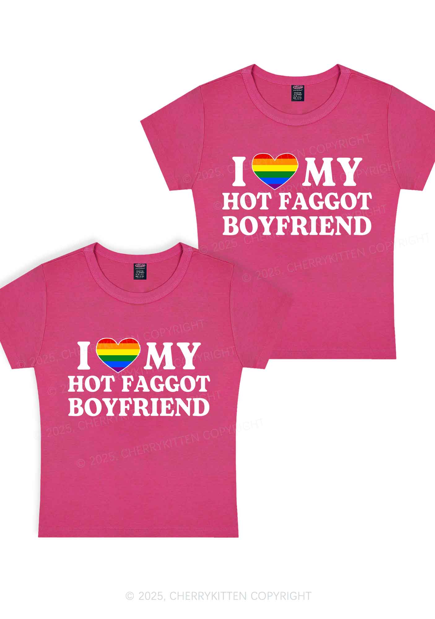 Love My Hot Faggot BF Y2K Valentine's Day Baby Tee Cherrykitten - Image 5