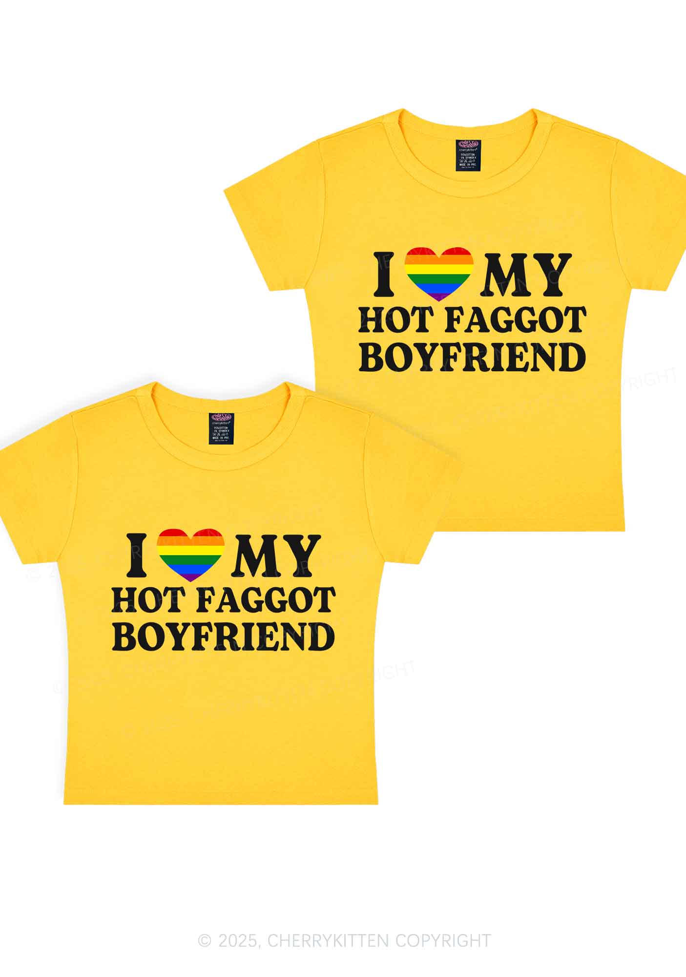 Love My Hot Faggot BF Y2K Valentine's Day Baby Tee Cherrykitten - Image 6