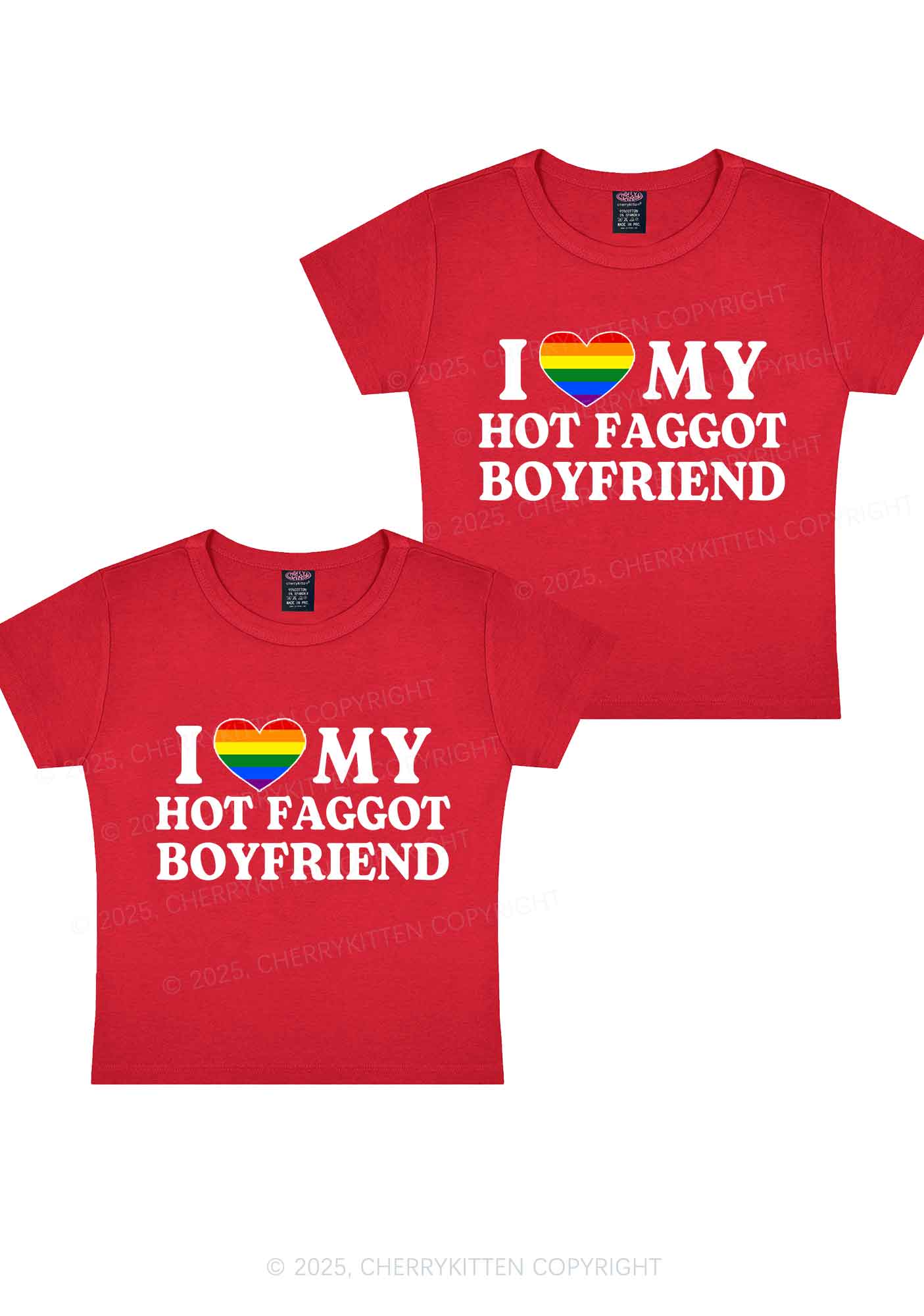 Love My Hot Faggot BF Y2K Valentine's Day Baby Tee Cherrykitten - Image 7