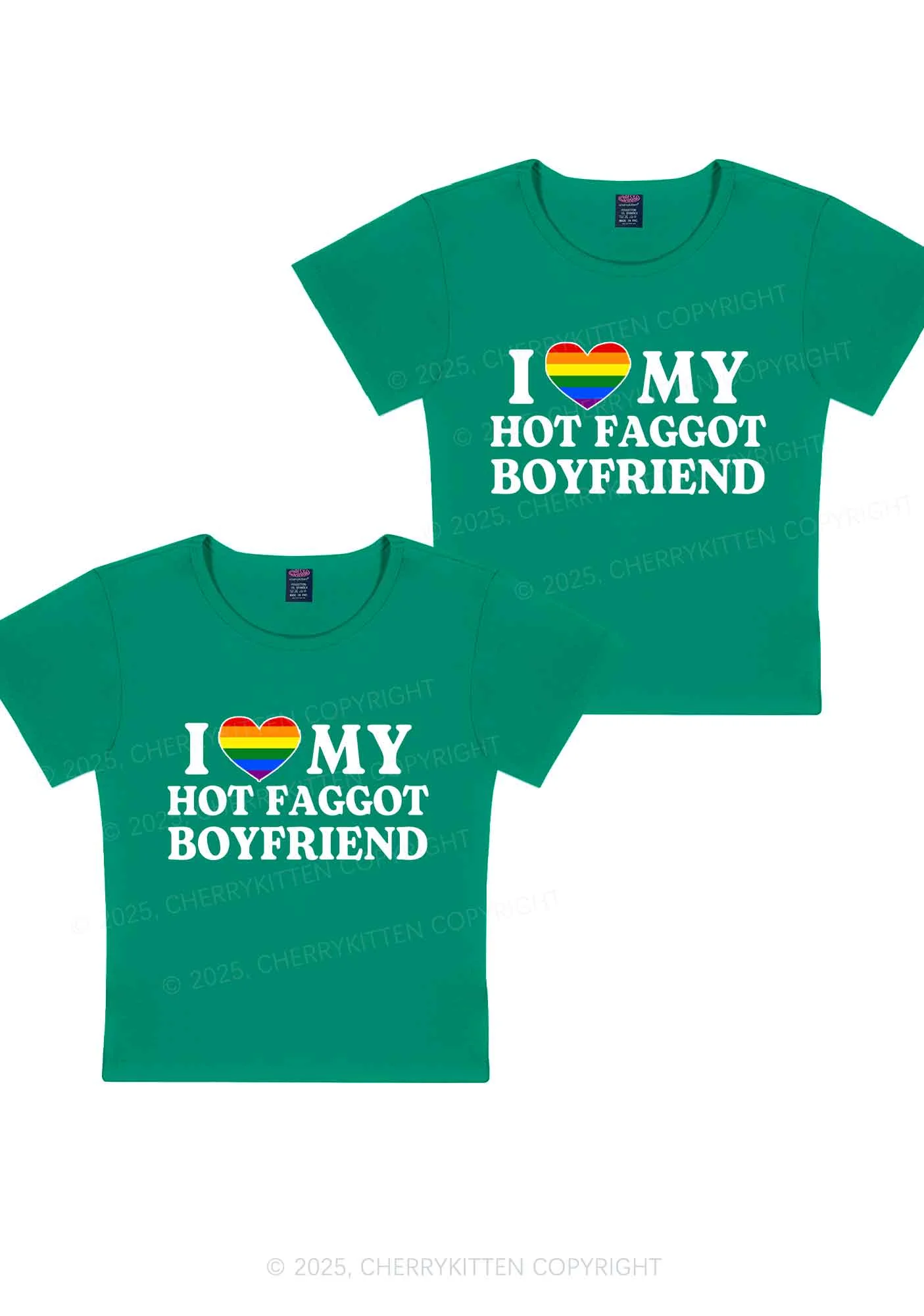 Love My Hot Faggot BF Y2K Valentine's Day Baby Tee Cherrykitten - Image 9