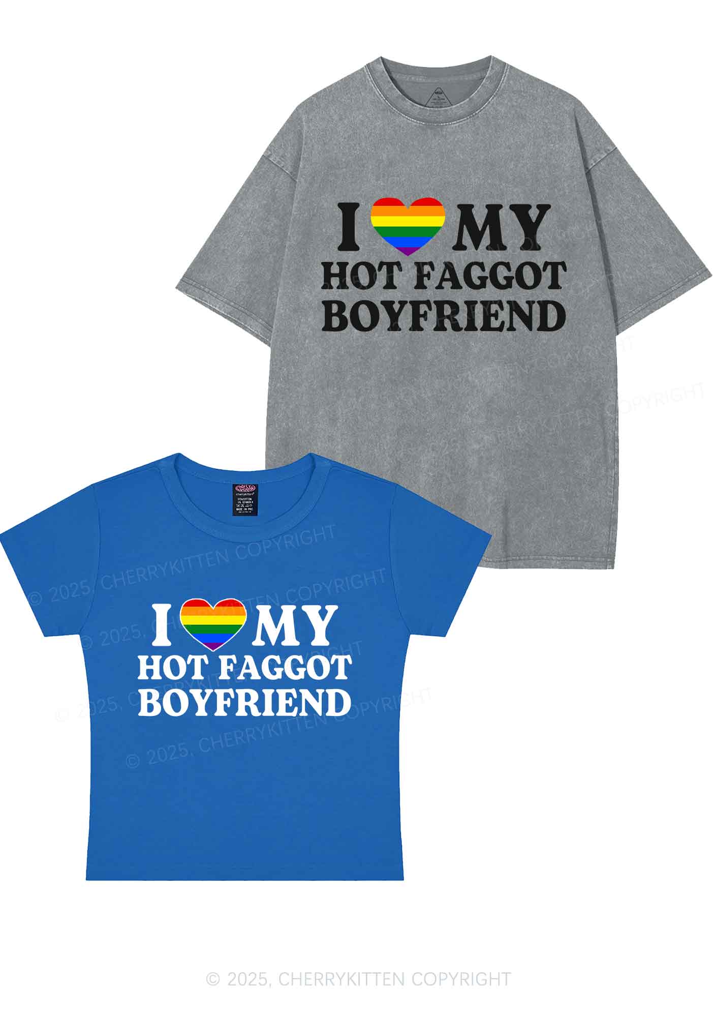 Love My Hot Faggot BF Y2K Valentine's Day Couple Shirt Cherrykitten - Image 11