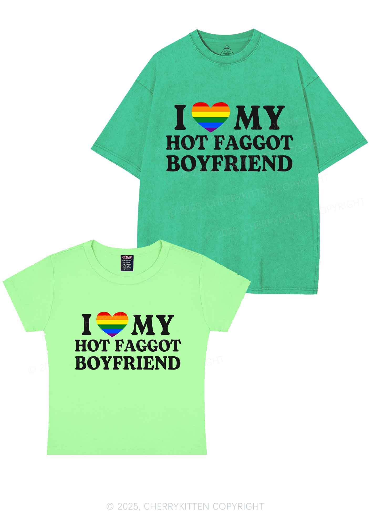 Love My Hot Faggot BF Y2K Valentine's Day Couple Shirt Cherrykitten - Image 12