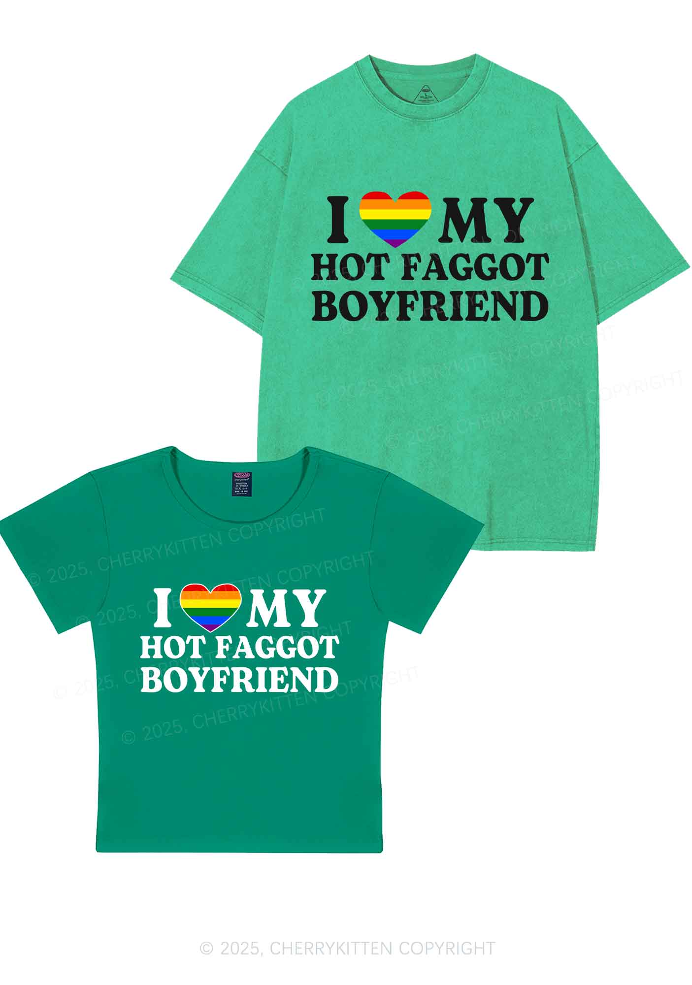 Love My Hot Faggot BF Y2K Valentine's Day Couple Shirt Cherrykitten - Image 13