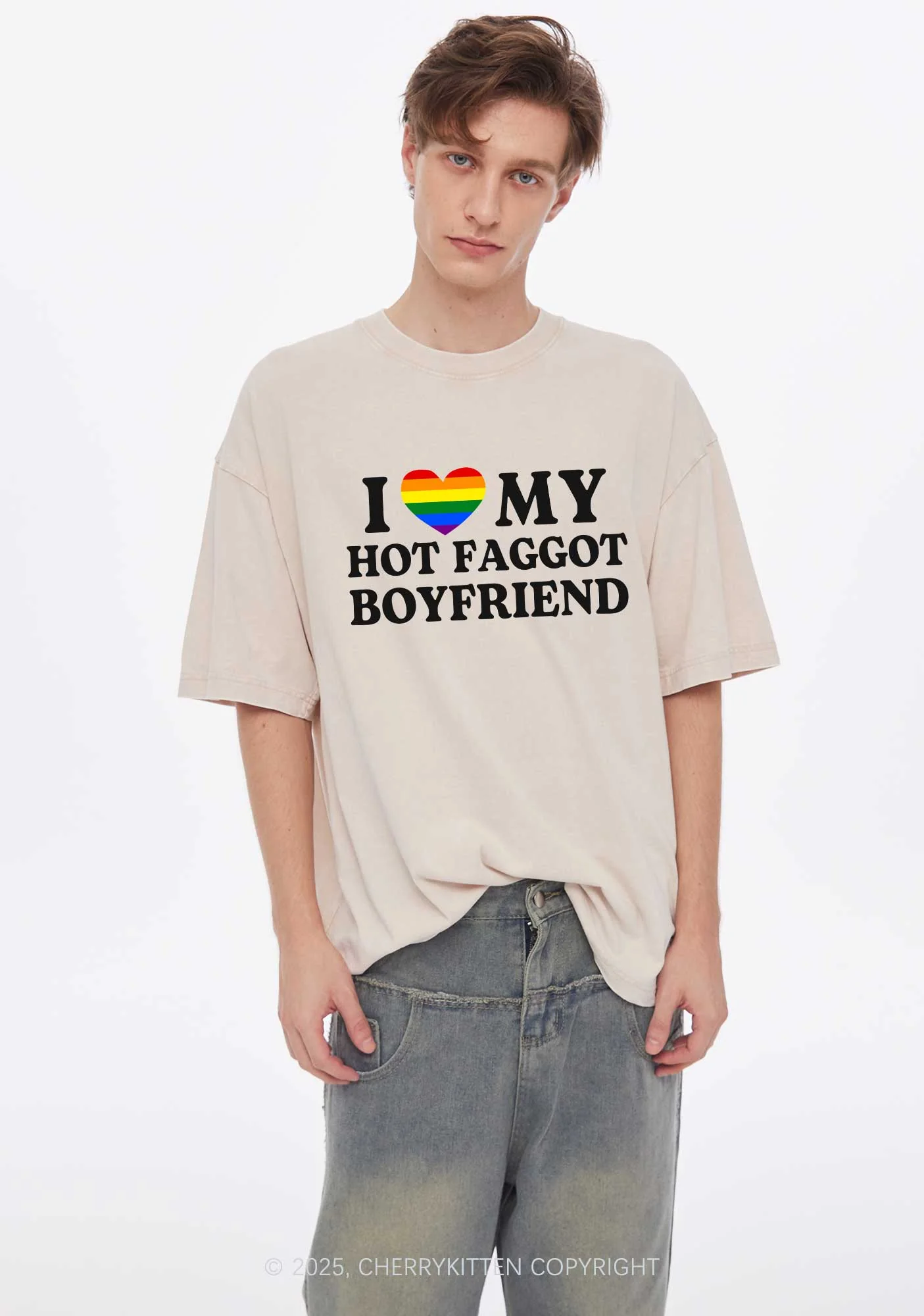 Love My Hot Faggot BF Y2K Valentine's Day Couple Shirt Cherrykitten - Image 3