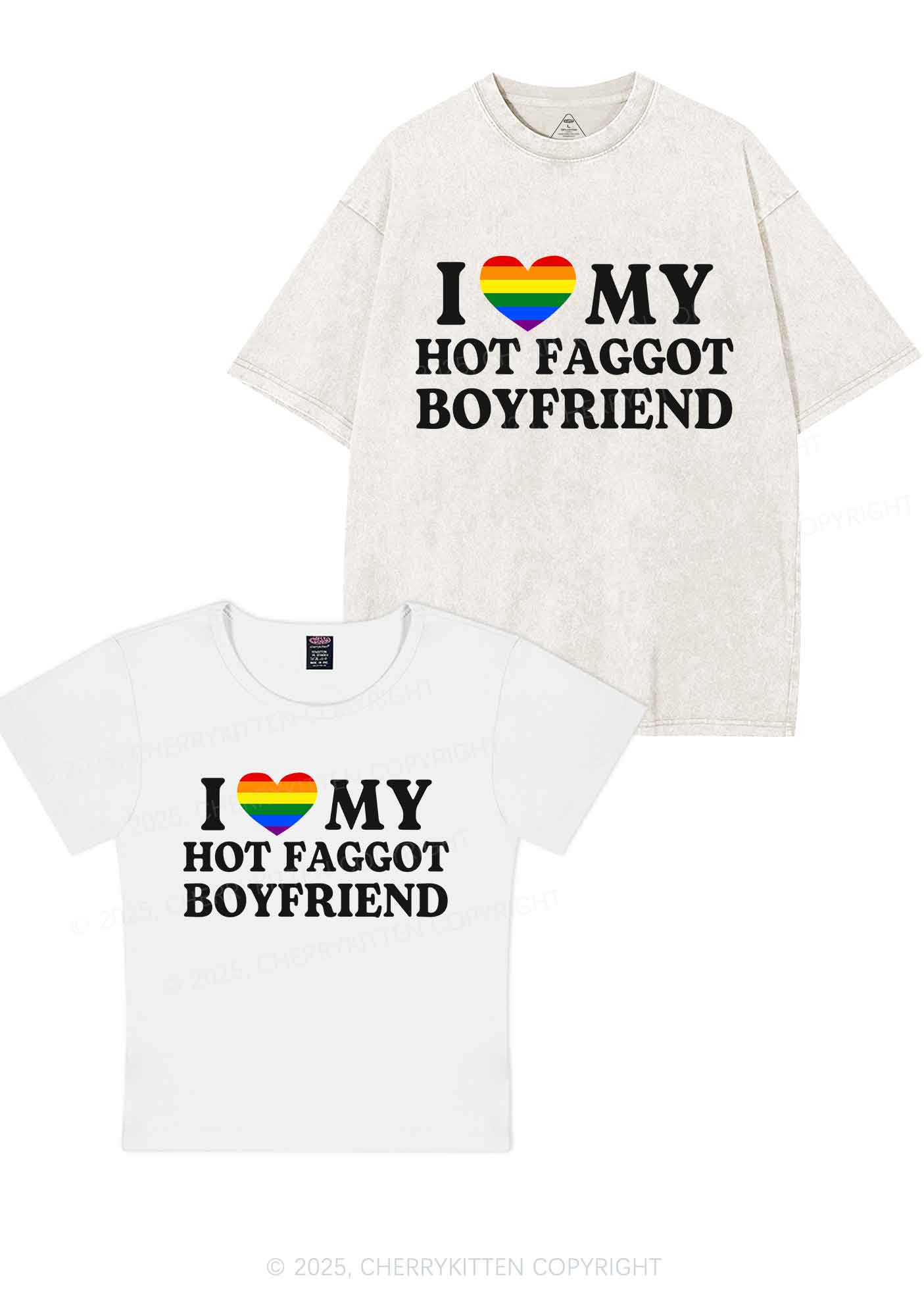 Love My Hot Faggot BF Y2K Valentine's Day Couple Shirt Cherrykitten - Image 6
