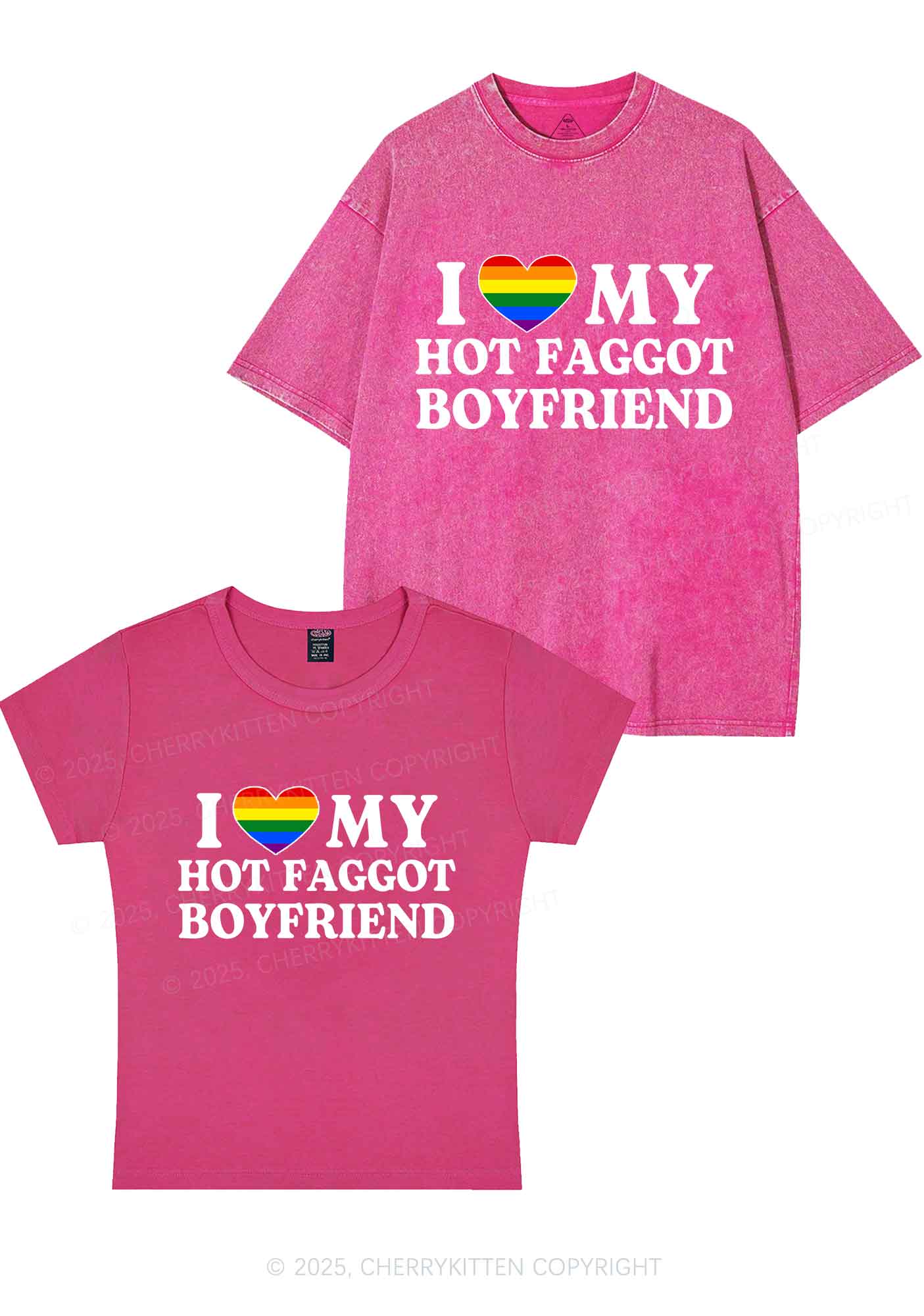 Love My Hot Faggot BF Y2K Valentine's Day Couple Shirt Cherrykitten - Image 8