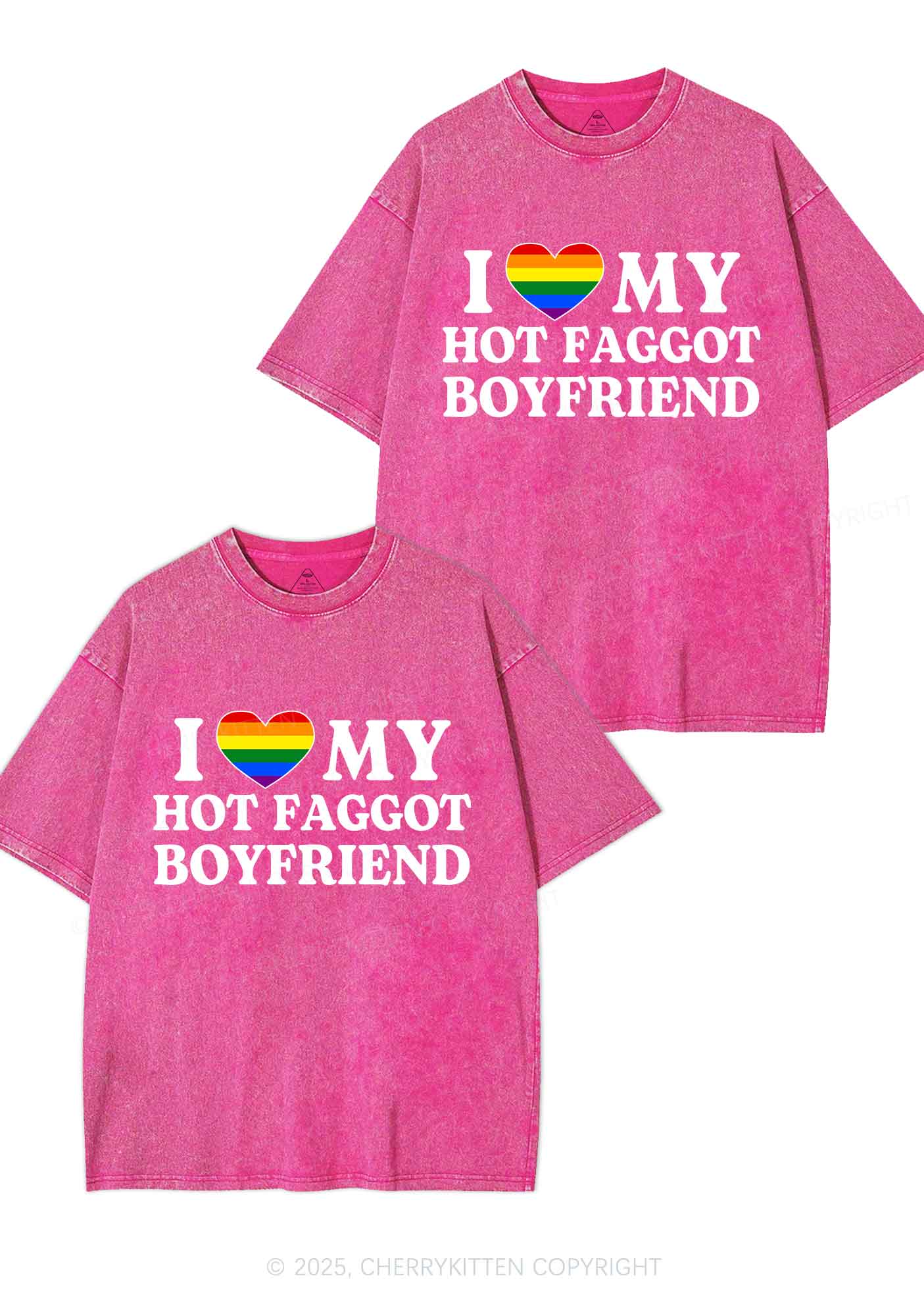 Love My Hot Faggot BF Y2K Valentine's Day Washed Tee Cherrykitten - Image 4