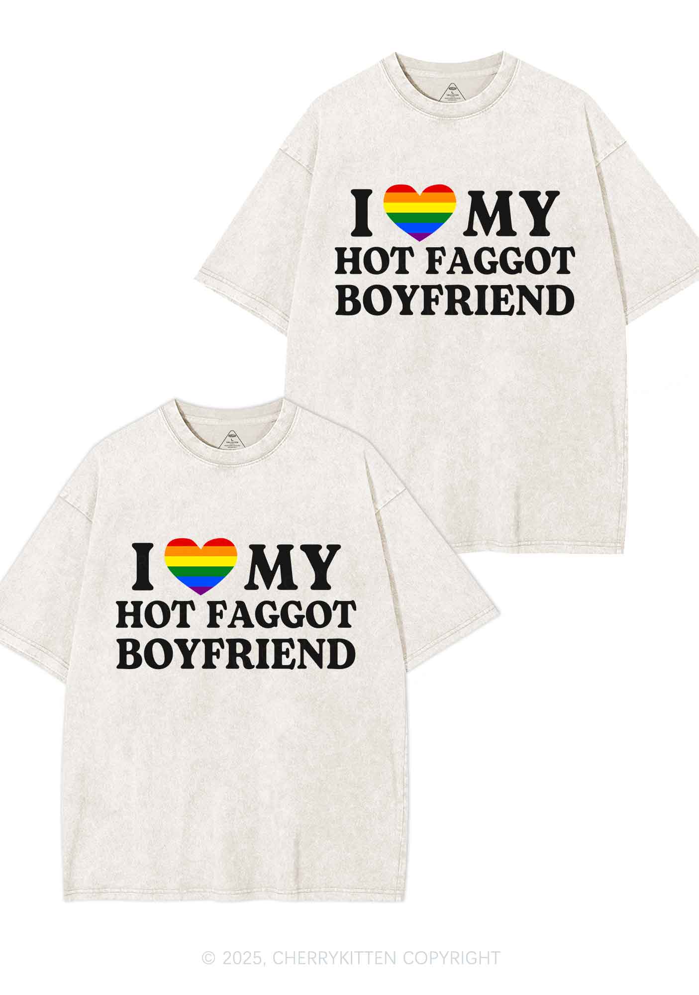 Love My Hot Faggot BF Y2K Valentine's Day Washed Tee Cherrykitten - Image 5