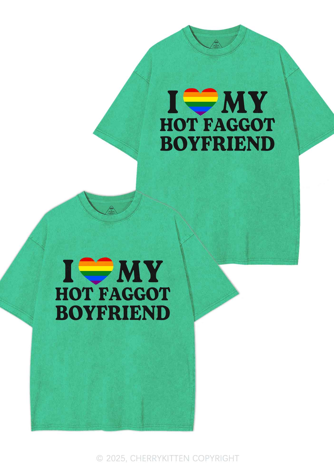 Love My Hot Faggot BF Y2K Valentine's Day Washed Tee Cherrykitten - Image 6