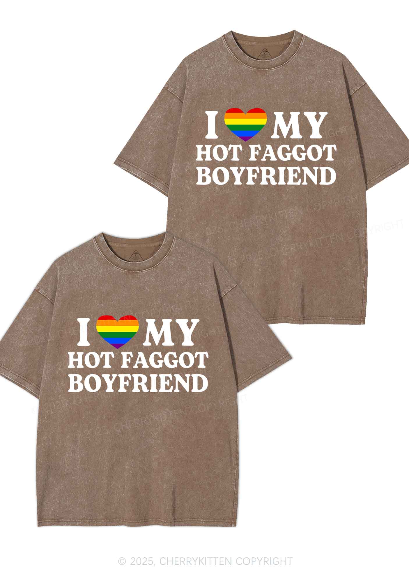 Love My Hot Faggot BF Y2K Valentine's Day Washed Tee Cherrykitten - Image 7