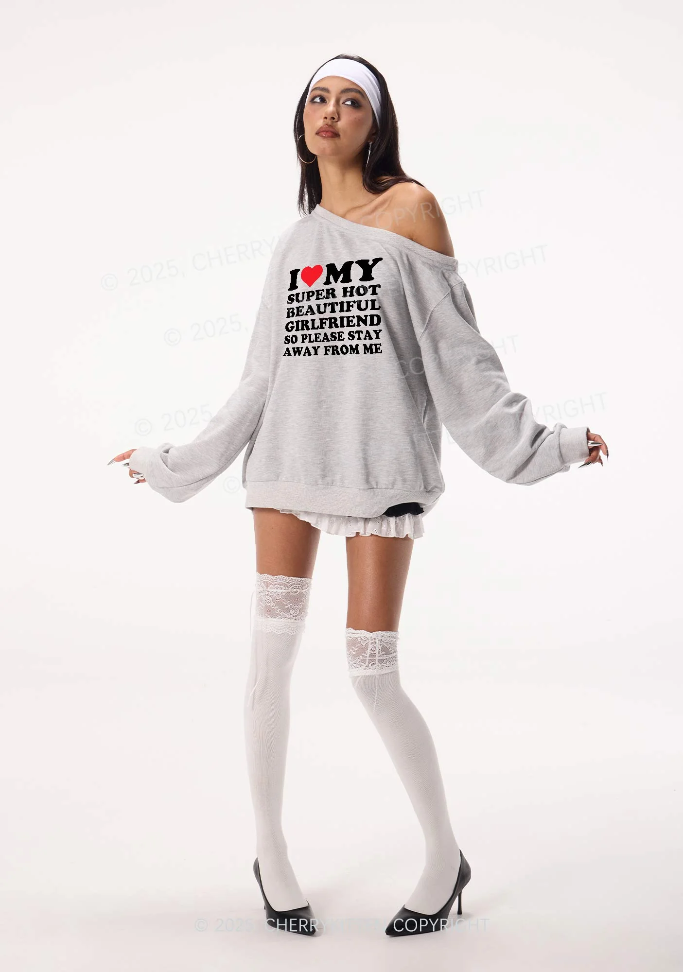 Love My Hot Girlfriend Y2K Off Shoulder Sweatshirts Cherrykitten - Image 2
