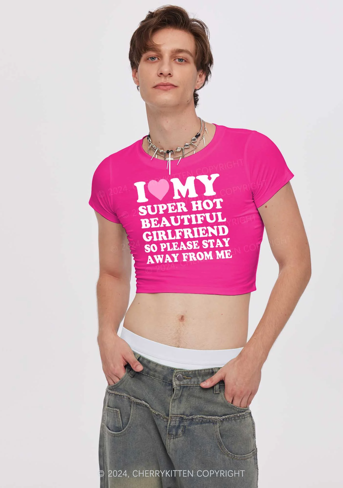 Love My Hot Girlfriend Y2K Valentine's Day Baby Tee Cherrykitten - Image 2