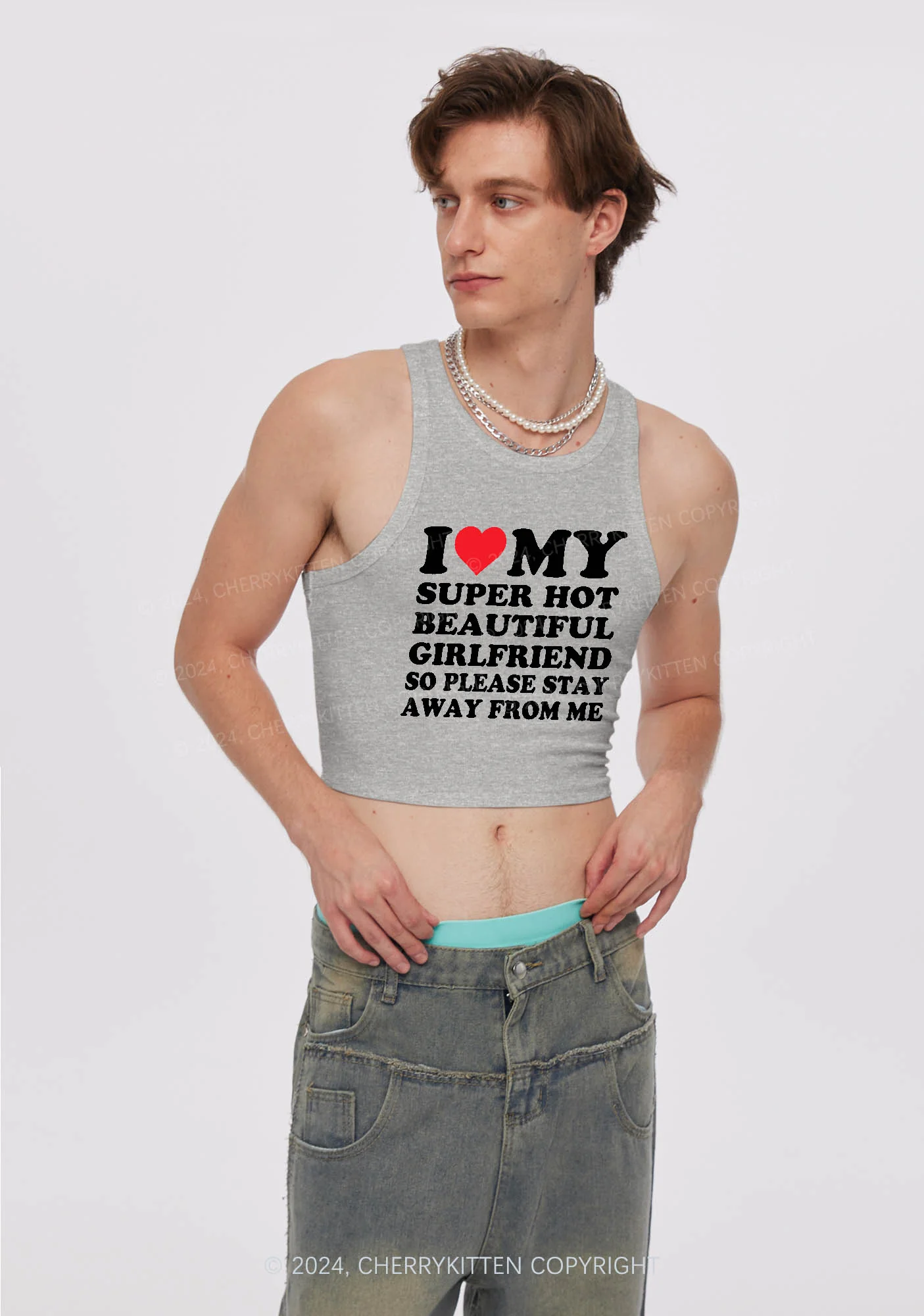 Love My Hot Girlfriend Y2K Valentine's Day Crop Tank Top Cherrykitten - Image 2