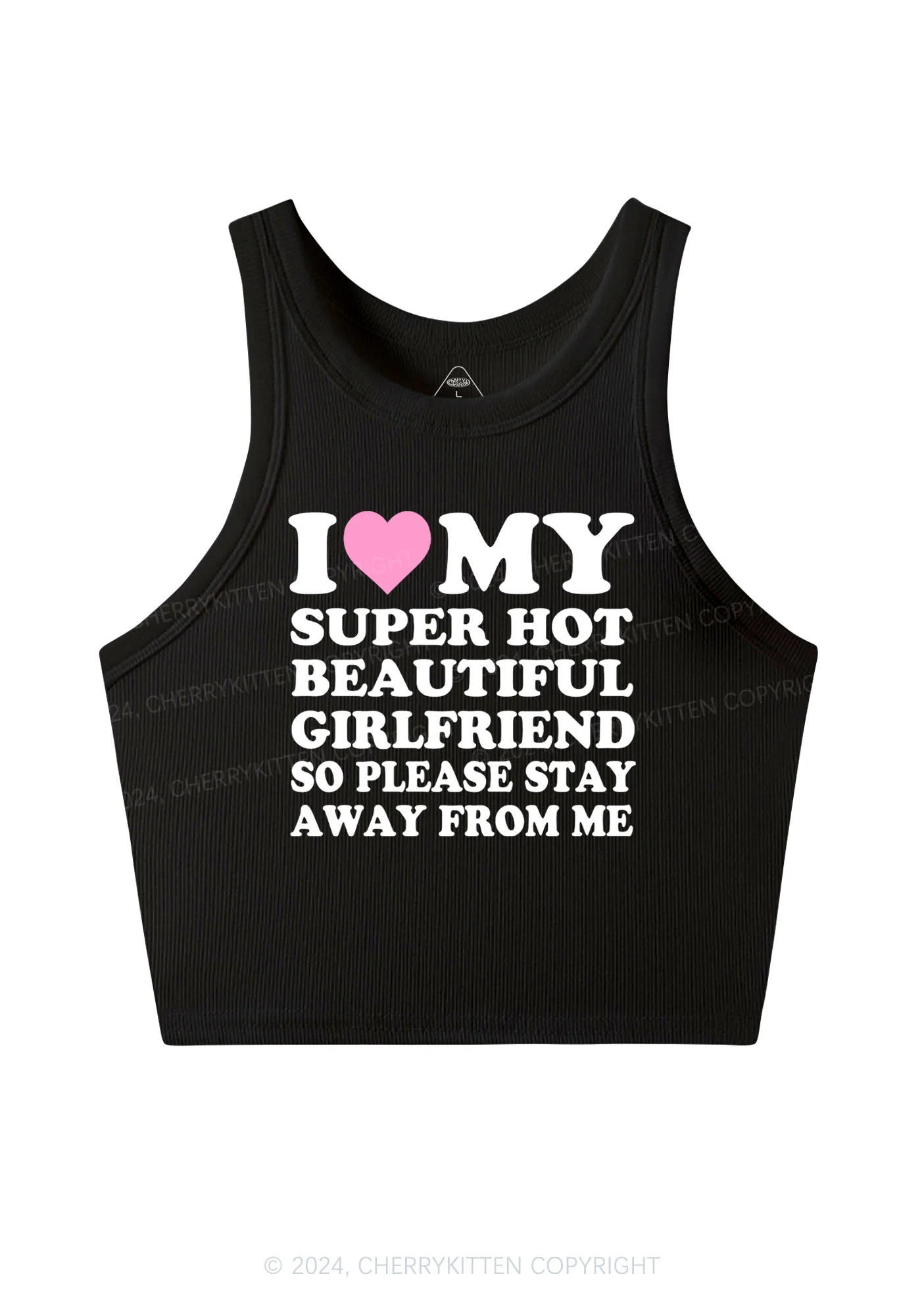 Love My Hot Girlfriend Y2K Valentine's Day Crop Tank Top Cherrykitten - Image 3