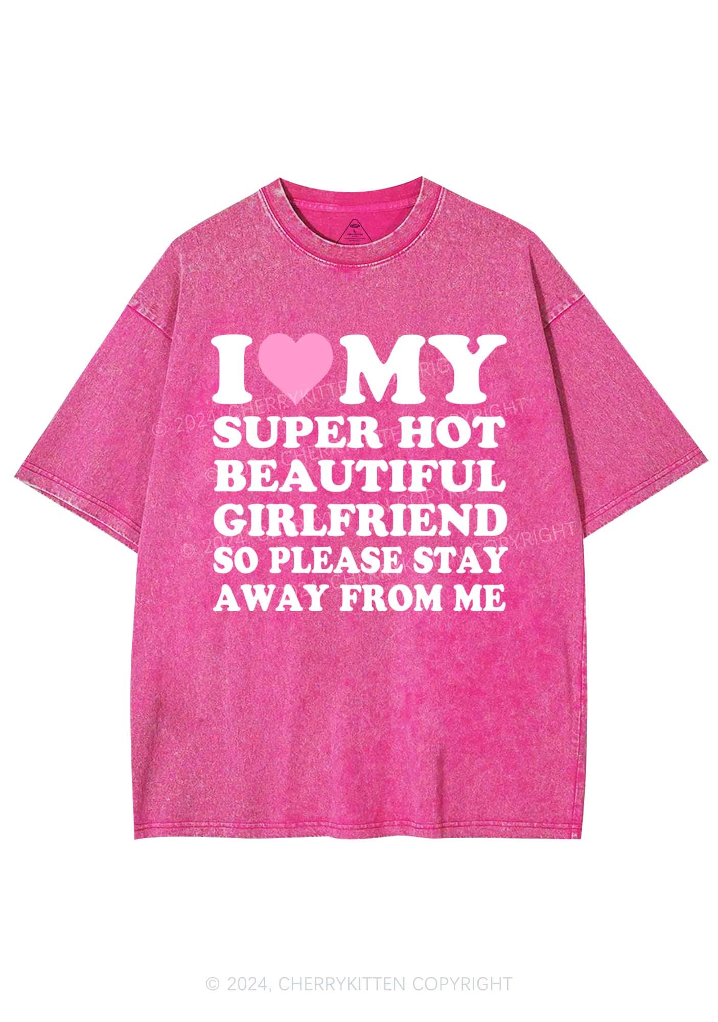 Love My Hot Girlfriend Y2K Valentine's Day Washed Tee Cherrykitten - Image 4