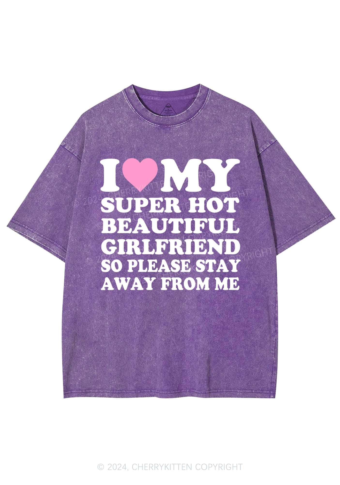 Love My Hot Girlfriend Y2K Valentine's Day Washed Tee Cherrykitten - Image 5