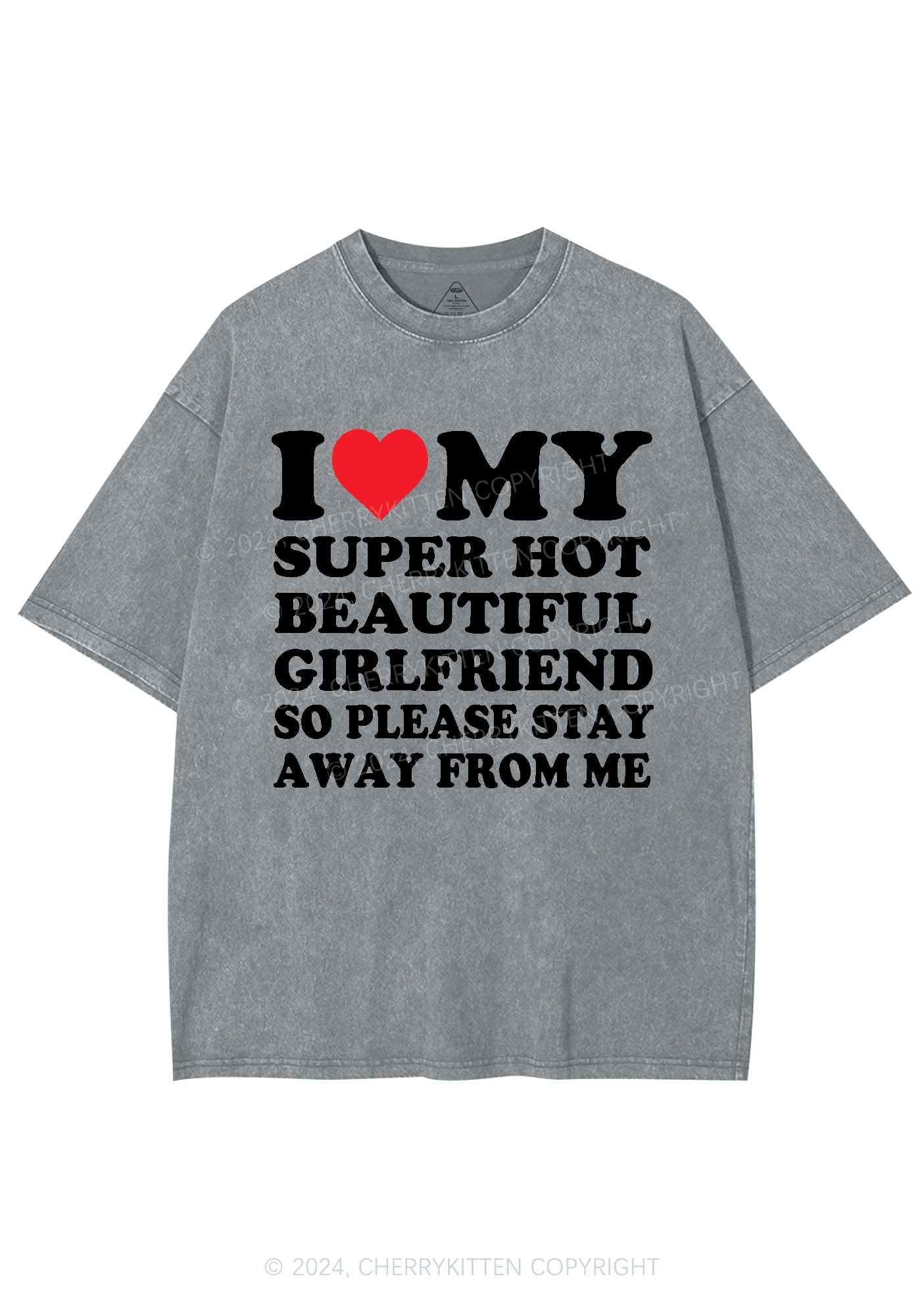 Love My Hot Girlfriend Y2K Valentine's Day Washed Tee Cherrykitten - Image 6