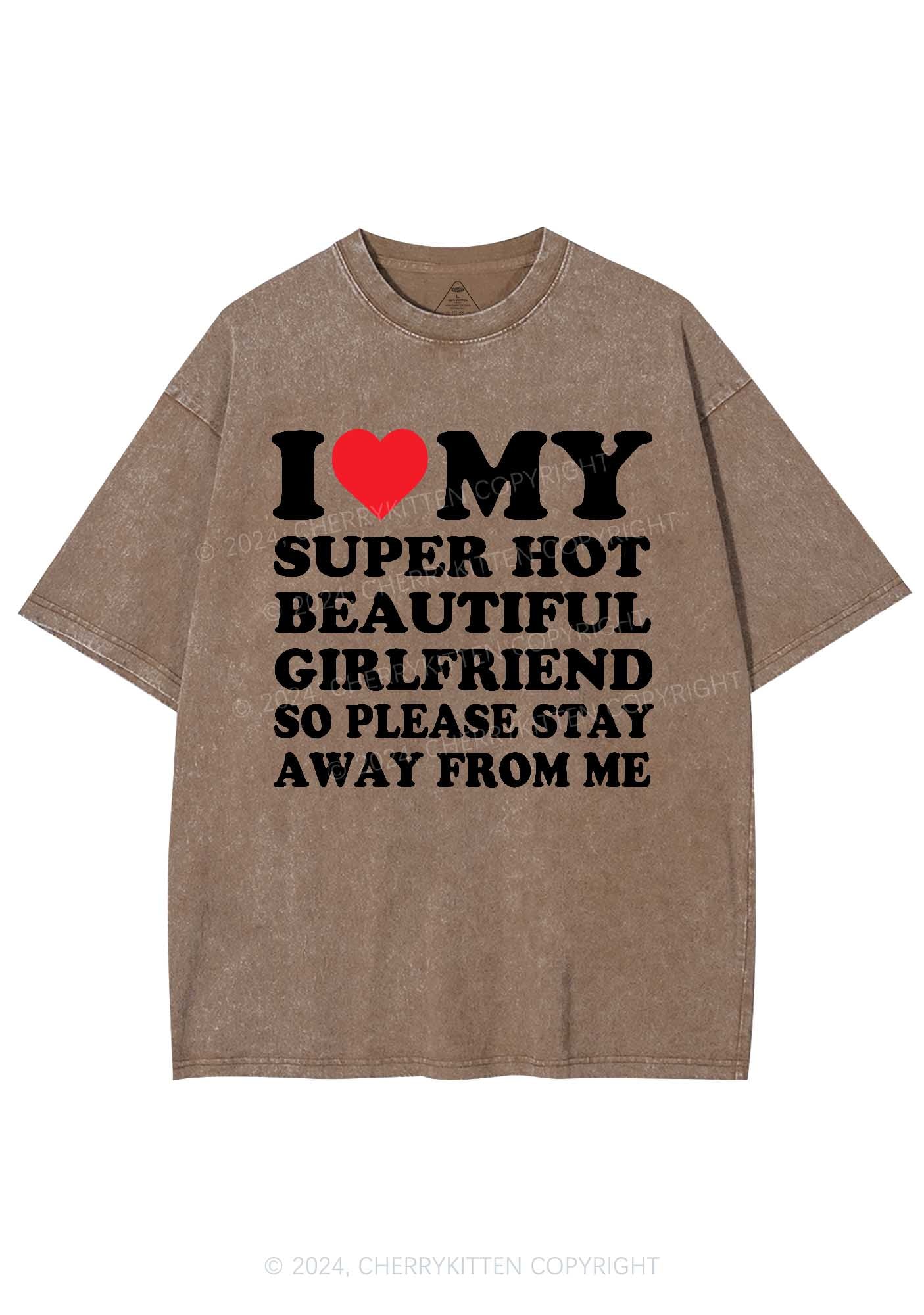 Love My Hot Girlfriend Y2K Valentine's Day Washed Tee Cherrykitten - Image 7