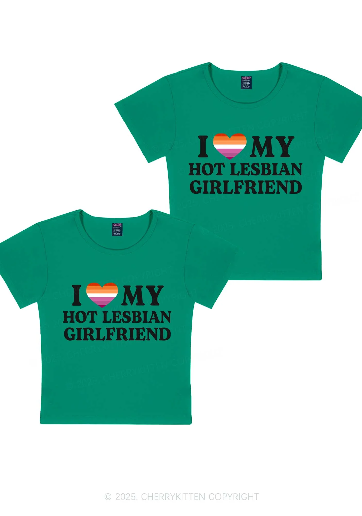 Love My Hot Lesbian GF Y2K Valentine's Day Baby Tee Cherrykitten - Image 10