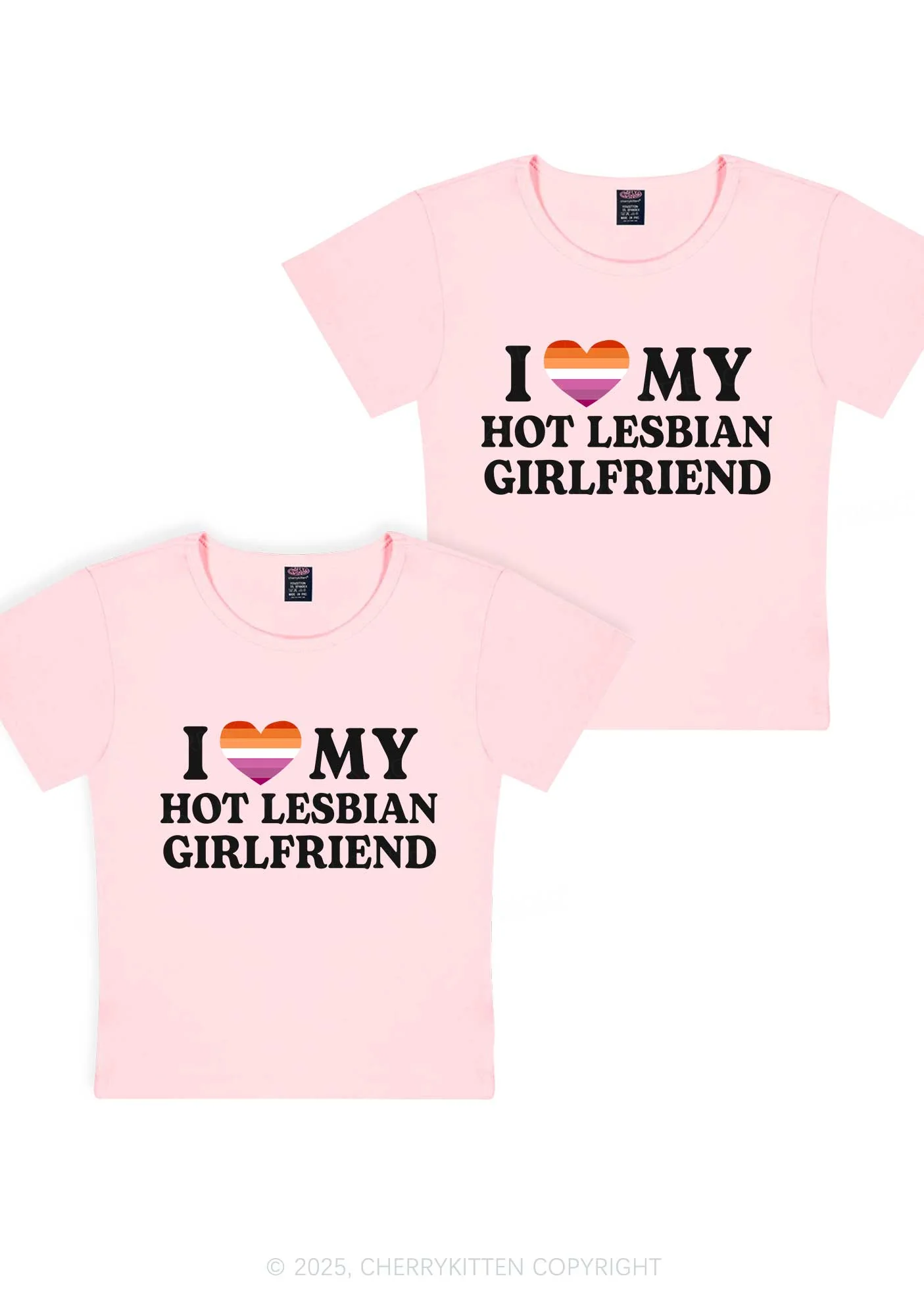 Love My Hot Lesbian GF Y2K Valentine's Day Baby Tee Cherrykitten - Image 11