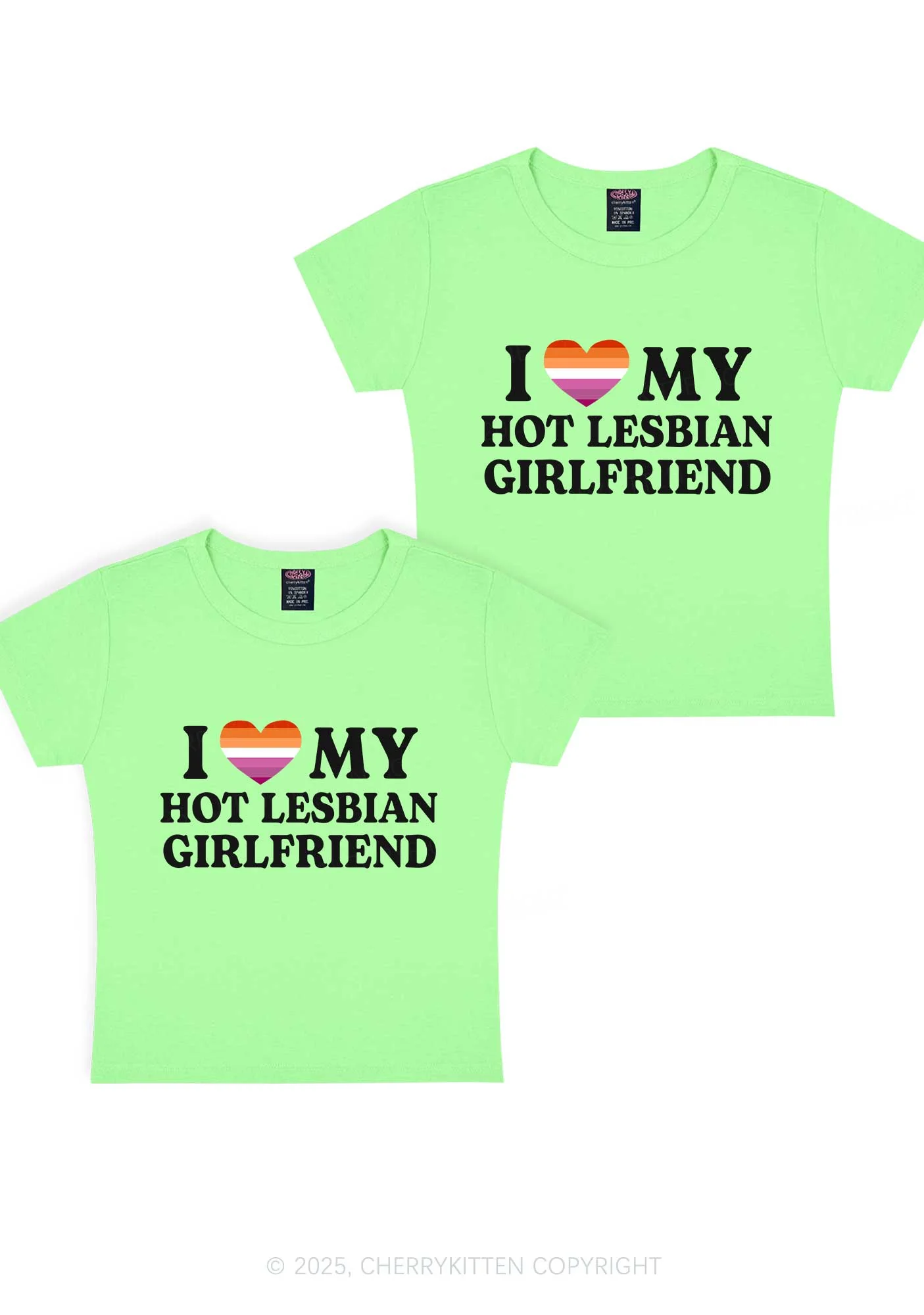 Love My Hot Lesbian GF Y2K Valentine's Day Baby Tee Cherrykitten - Image 12