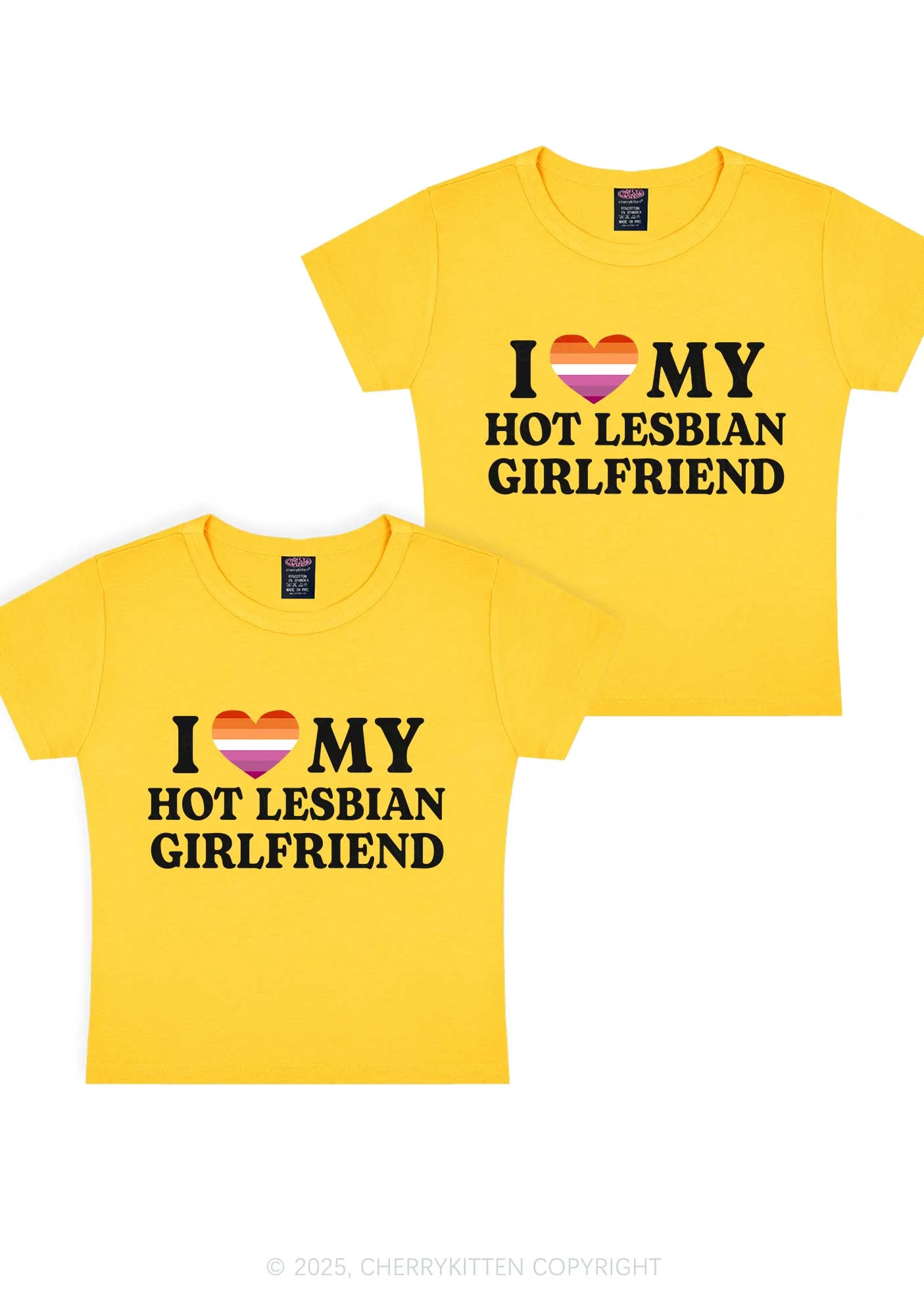 Love My Hot Lesbian GF Y2K Valentine's Day Baby Tee Cherrykitten - Image 4