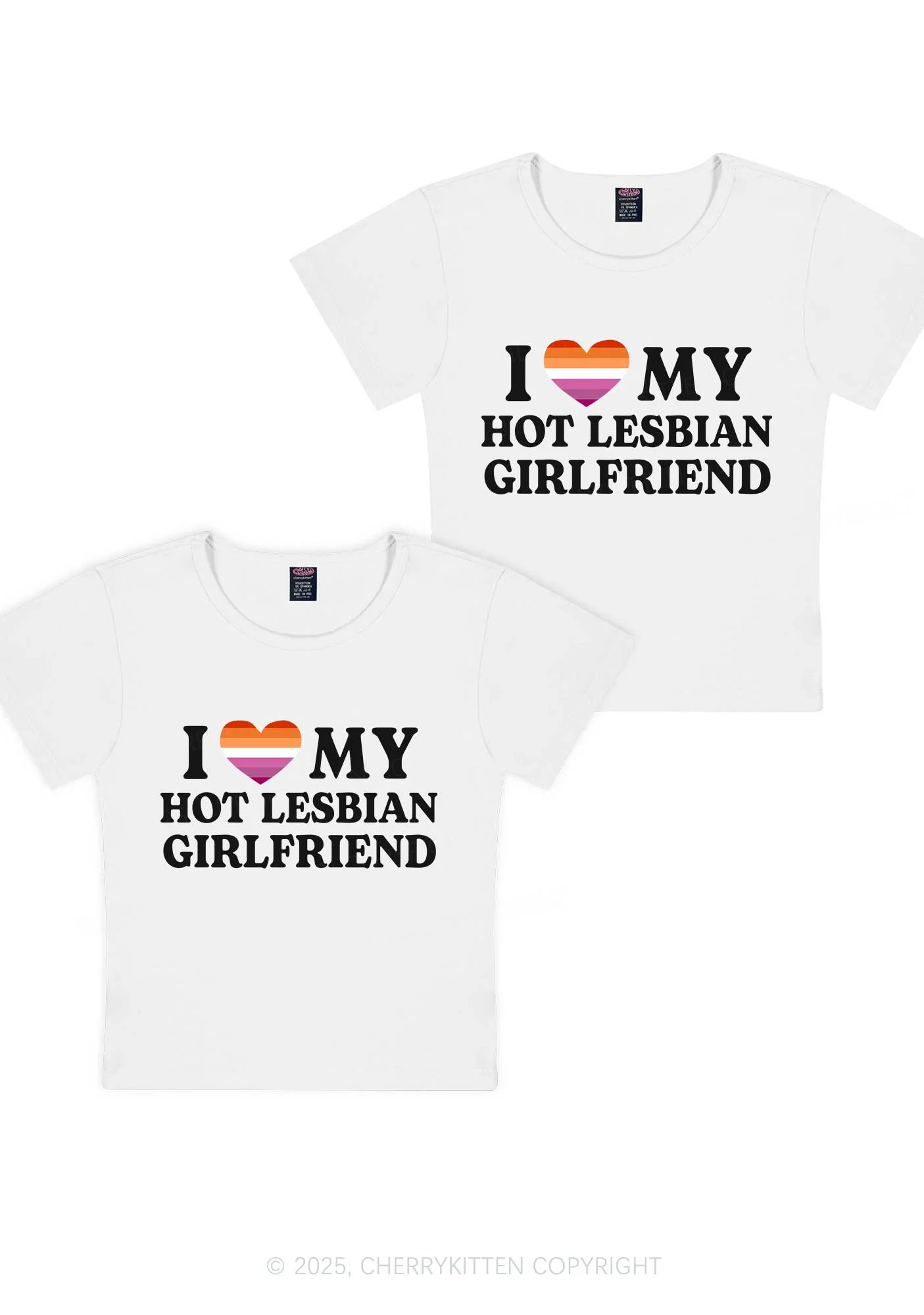 Love My Hot Lesbian GF Y2K Valentine's Day Baby Tee Cherrykitten - Image 5