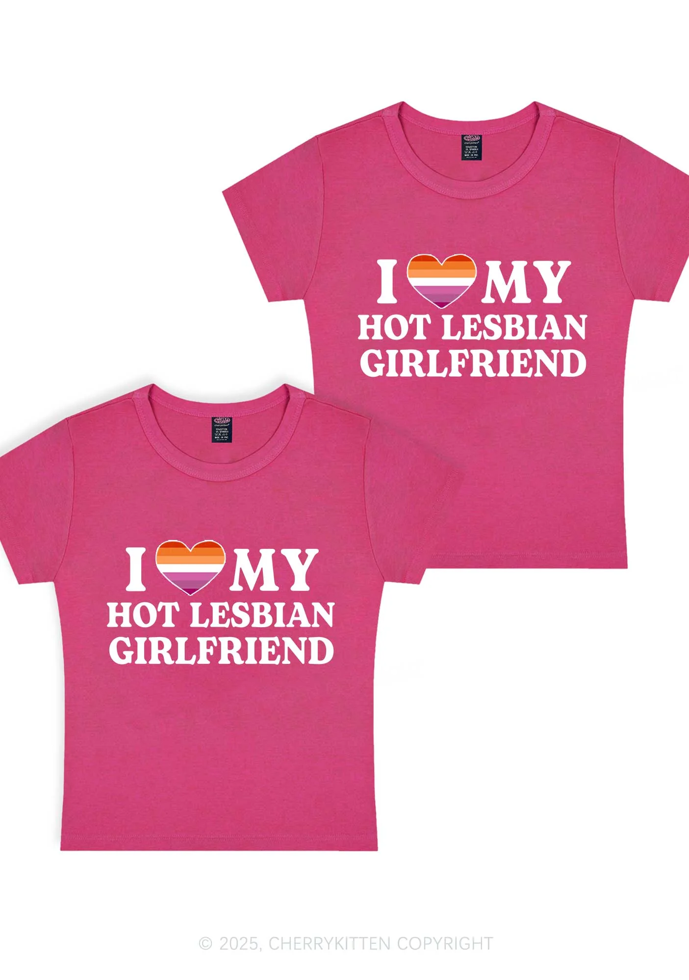 Love My Hot Lesbian GF Y2K Valentine's Day Baby Tee Cherrykitten - Image 6