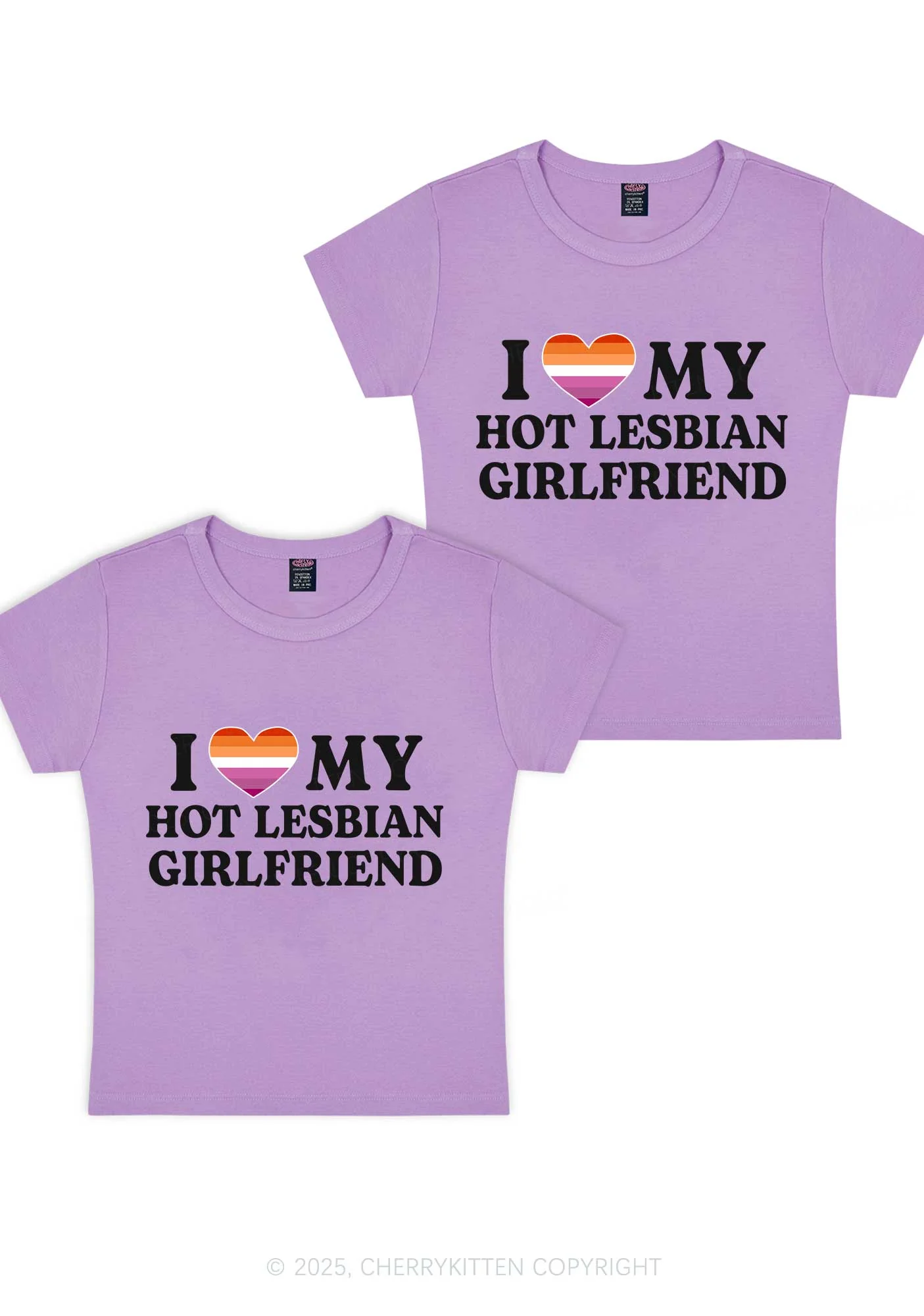 Love My Hot Lesbian GF Y2K Valentine's Day Baby Tee Cherrykitten - Image 7