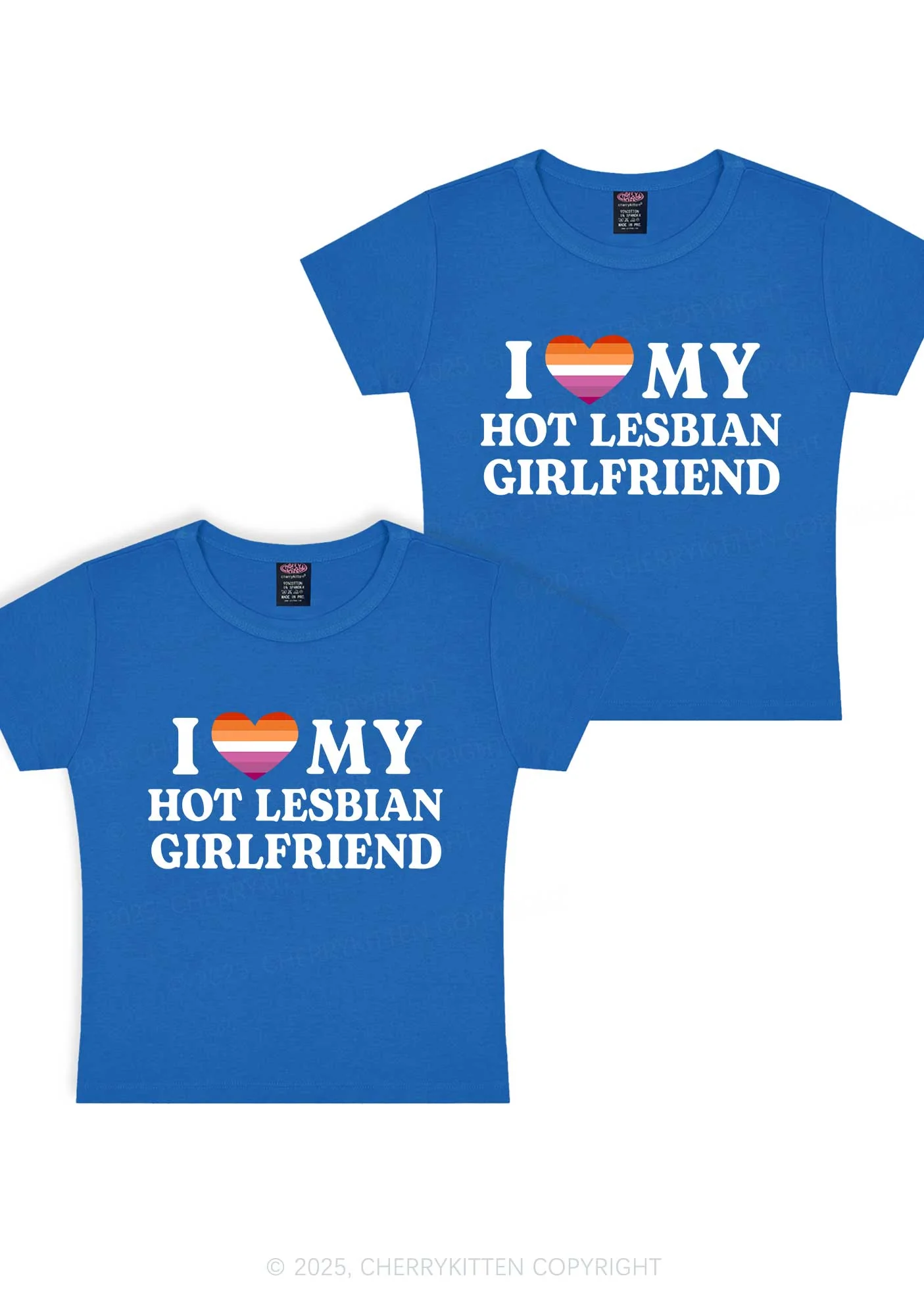 Love My Hot Lesbian GF Y2K Valentine's Day Baby Tee Cherrykitten - Image 9