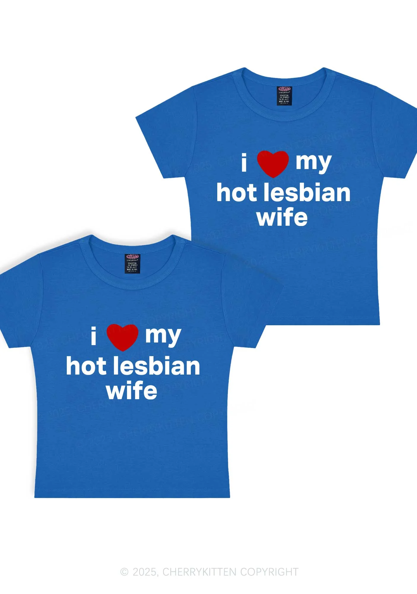 Love My Hot Lesbian Wife Y2K Valentine's Day Baby Tee Cherrykitten - Image 10